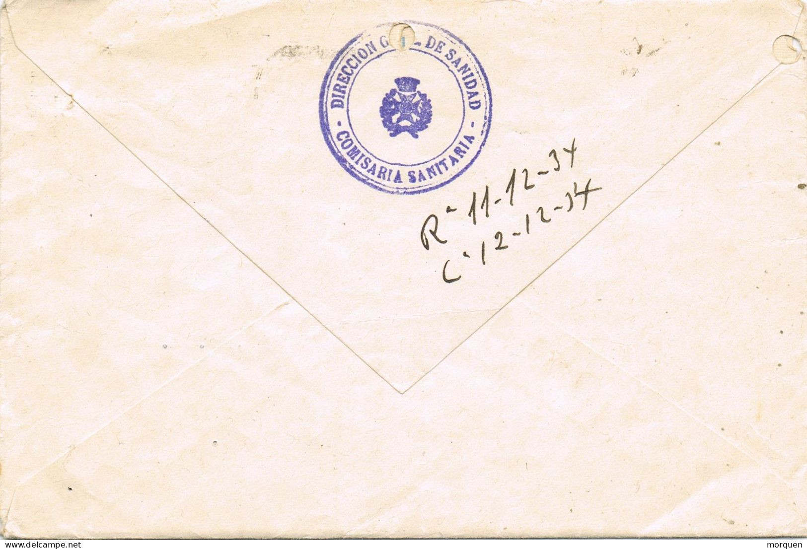 55037. Carta Impresos MADRID 1934, Fechador Mudo. COMISARIA SANITARIA Republica - Covers & Documents
