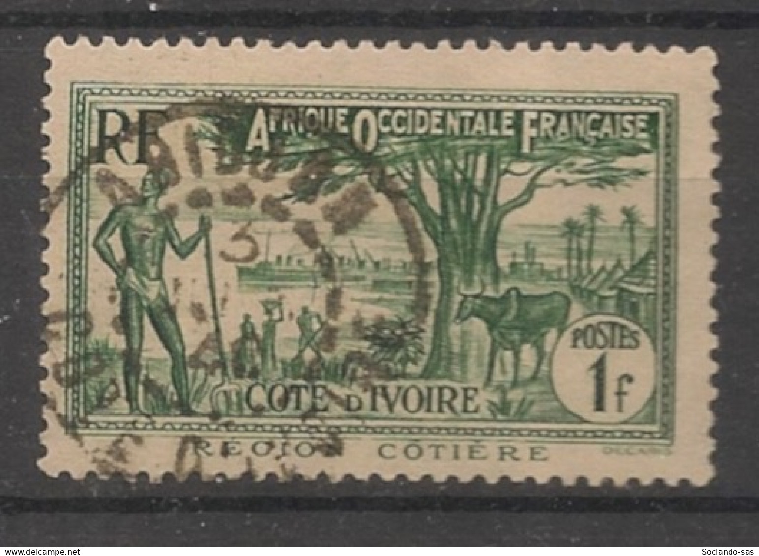 COTE D'IVOIRE - 1936-38 - N°YT. 124 - Mosquée 1f Vert-foncé - Oblitéré / Used - Used Stamps