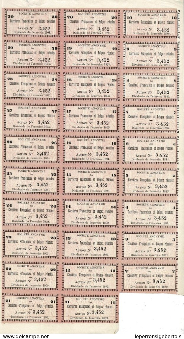 Titre De 1879 - Société Des Carrières Françaises & Belges Réunies - - Mineral