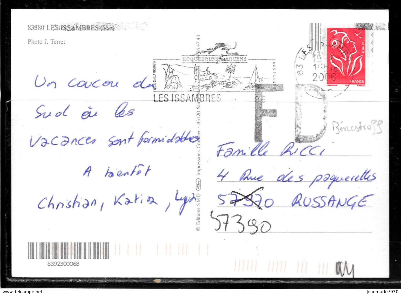 K162 - MARIANNE DE LAMOUCHE SUR CP DE LES ISSANBRES DU 19/06/06 - FD - 1961-....