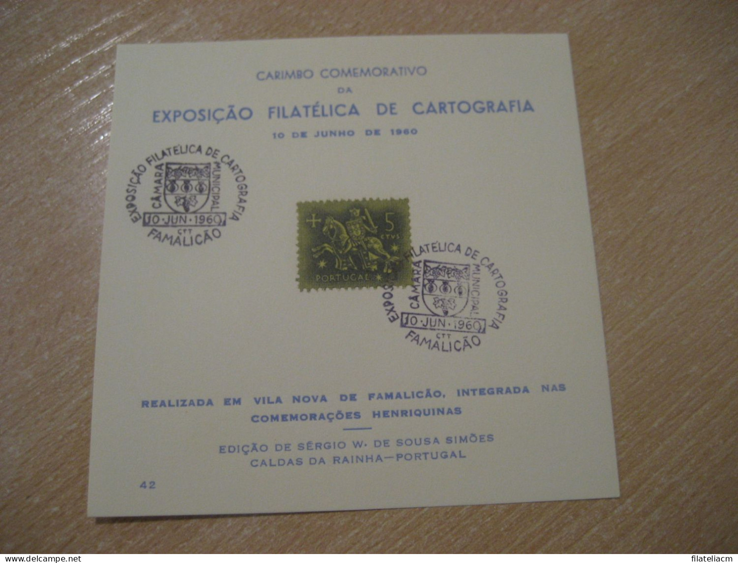 FAMALIÇAO 1960 Expo Fil Cartografia Cartography Geography Mapping Cancel Card PORTUGAL - Géographie