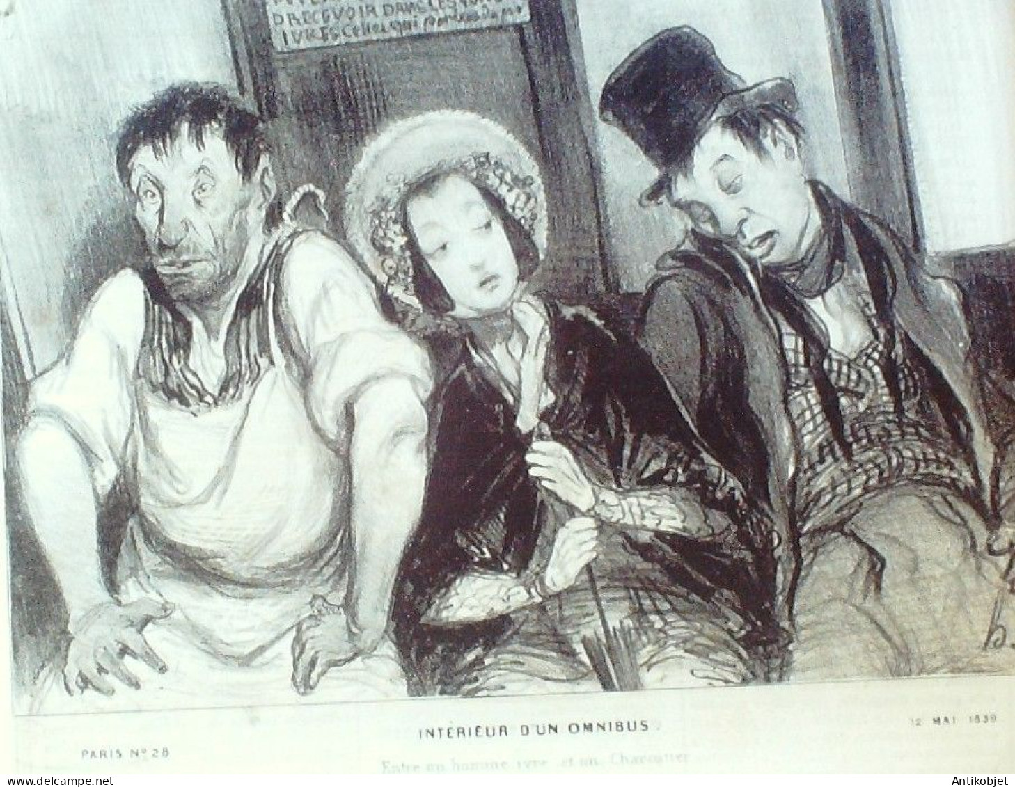 Lithographie Daumier Honoré Signée Paris 28 1839 - Stiche & Gravuren