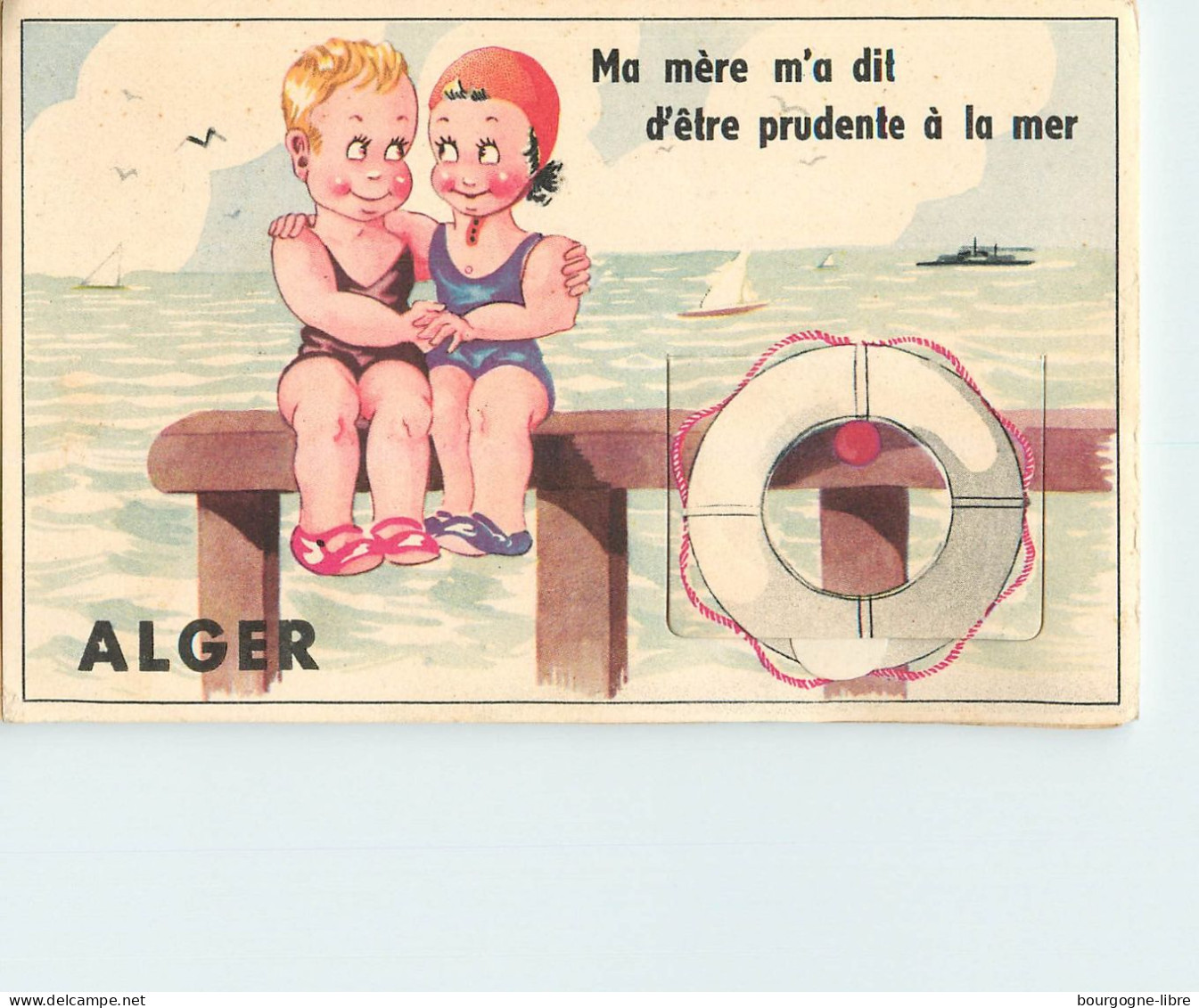 CARTE A SYSTEME ALGER THEME BAIGNEURS 10 VUES BLEU  SOUS LA LANGUETTE - Algiers