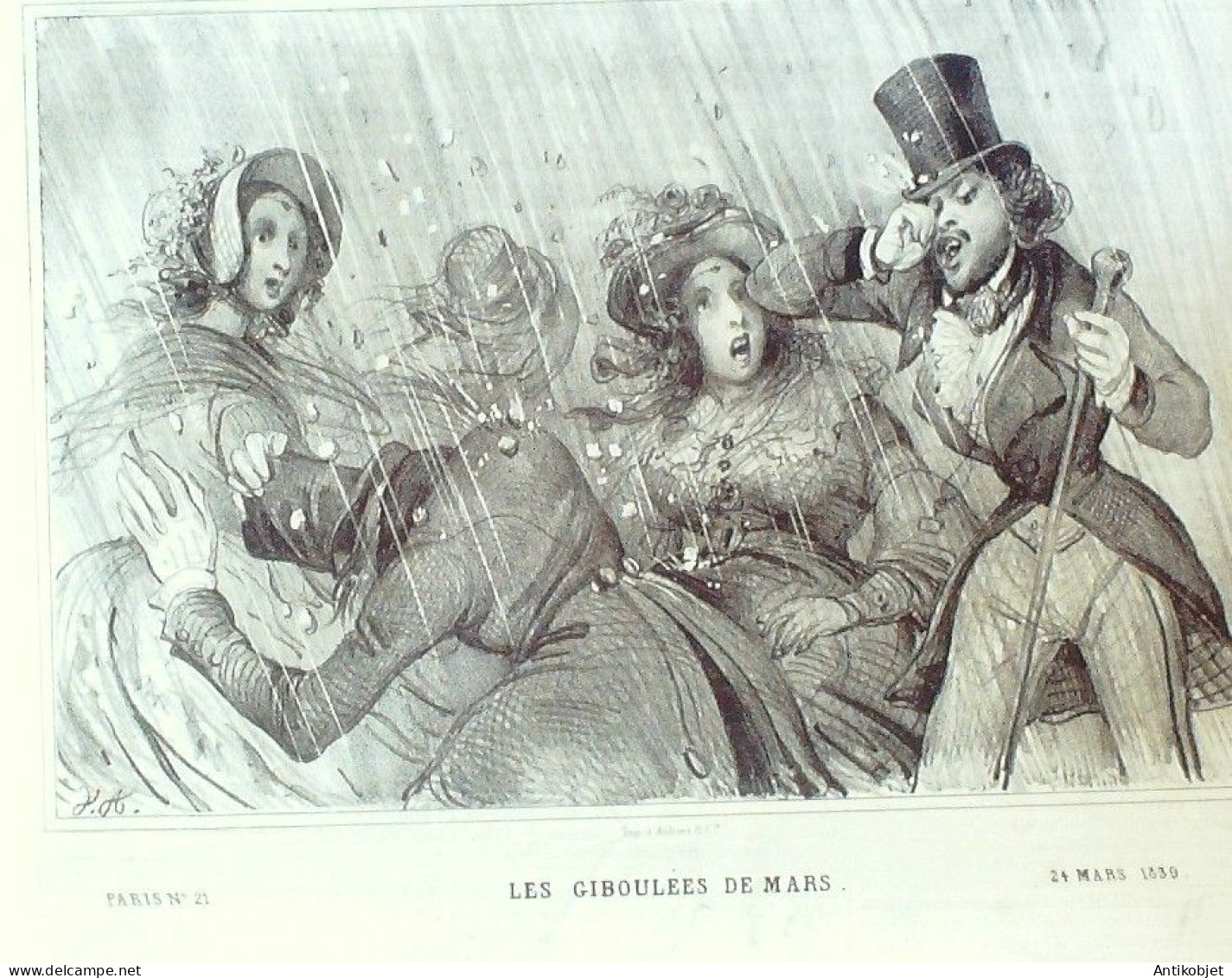 Lithographie Daumier Honoré Signée Paris 21 1839 - Prenten & Gravure