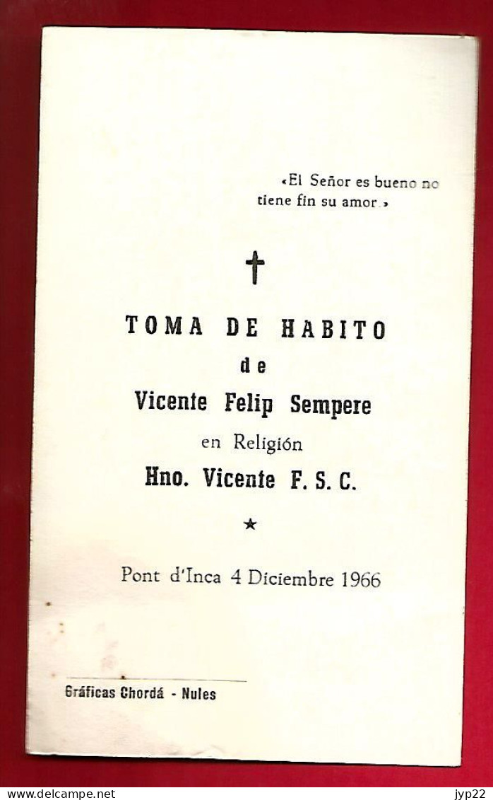 Image Pieuse En Espagnol Dad Senor Fortaleza A Mi Fé ... Vicente Felip Sempere Pont D'Inca 4-12-1966 - Curé Prêtre ... - Santini
