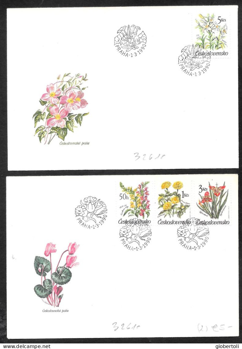 Cecoslovacchia/Czechoslovakia/Tchécoslovaquie: 2 FDC, Fiori Diversi, Different Flowers, Différentes Fleurs - Other & Unclassified