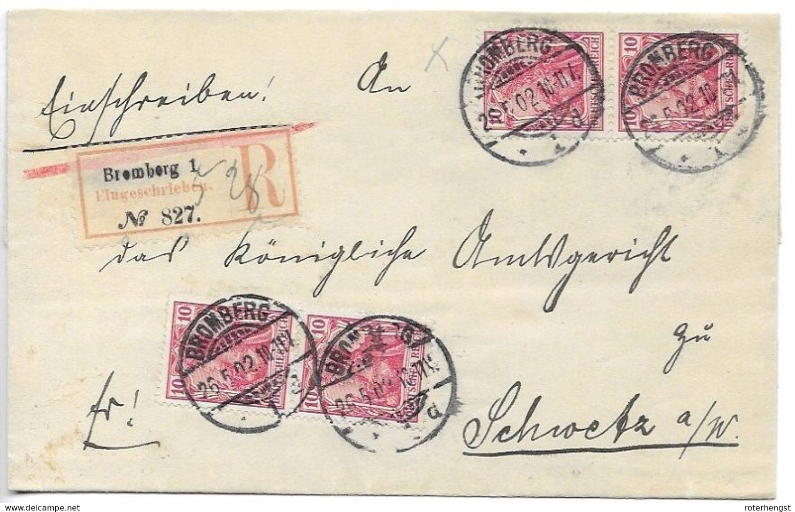 Germany Bromberg R-letter 1902 - Briefe U. Dokumente