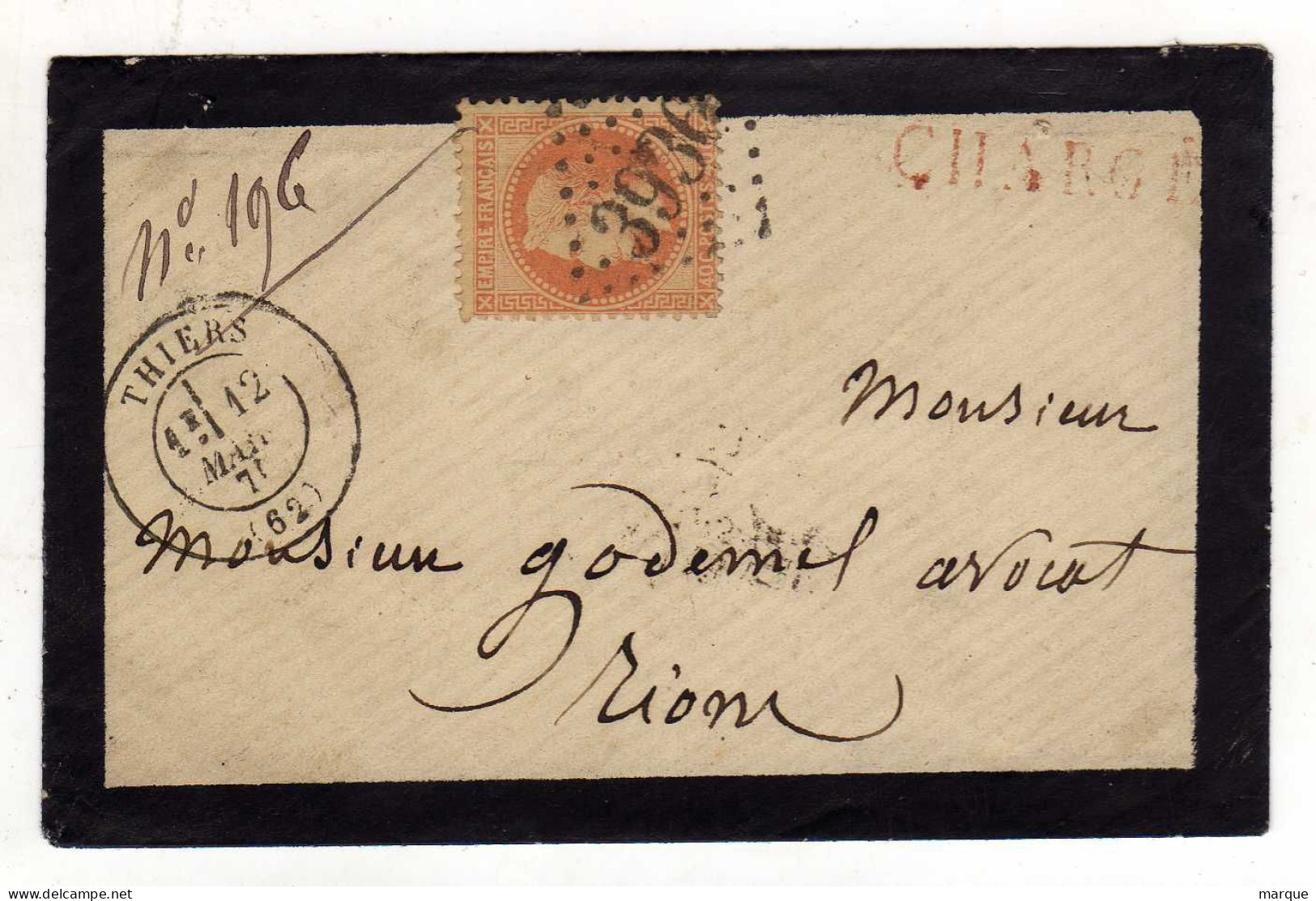 Enveloppe Avec Timbre 40c Orange Oblitération 15/05/1870 - 1849-1876: Classic Period
