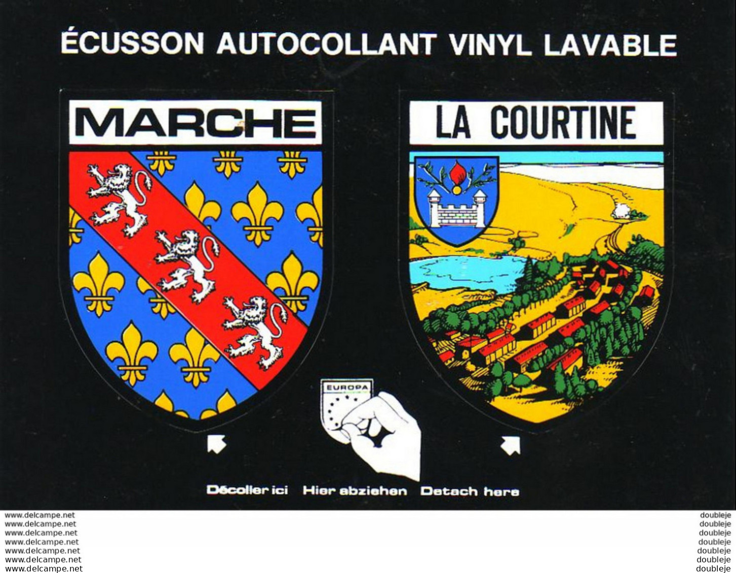 D23  LA COURTINE   CARTE AVEC  ÉCUSSON ADHÉSIF........ BLASONS - La Courtine