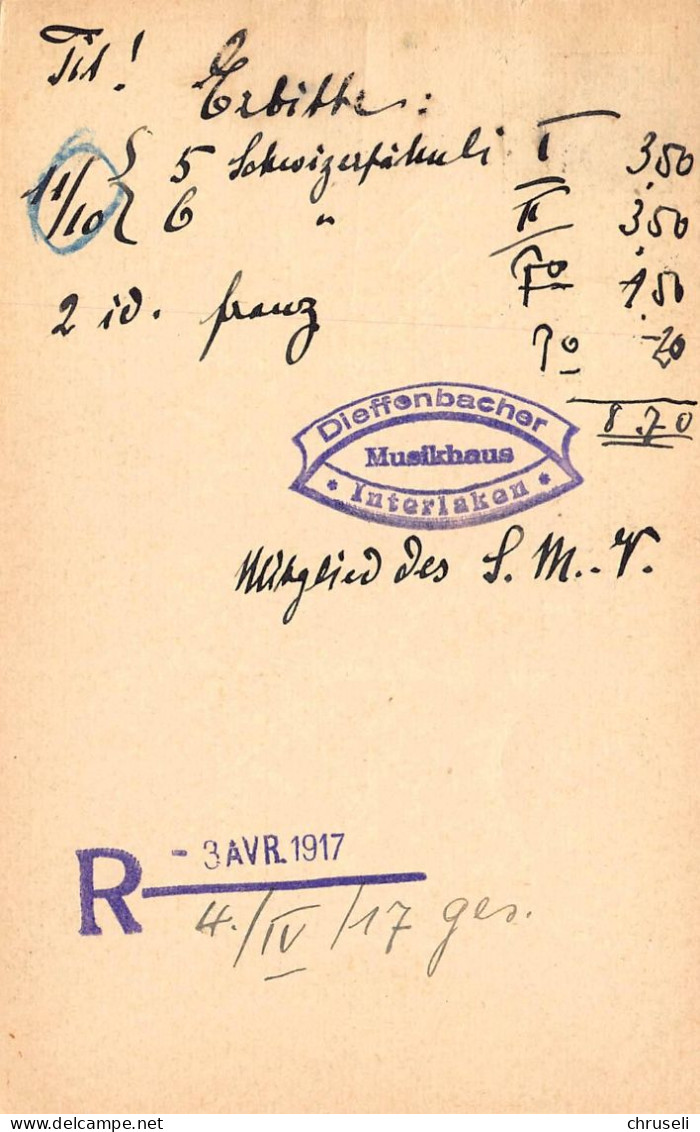 Interlaken Musikhaus Dieffenbacher    Firmen Gewerbestempel Besonderheiten - Stamped Stationery