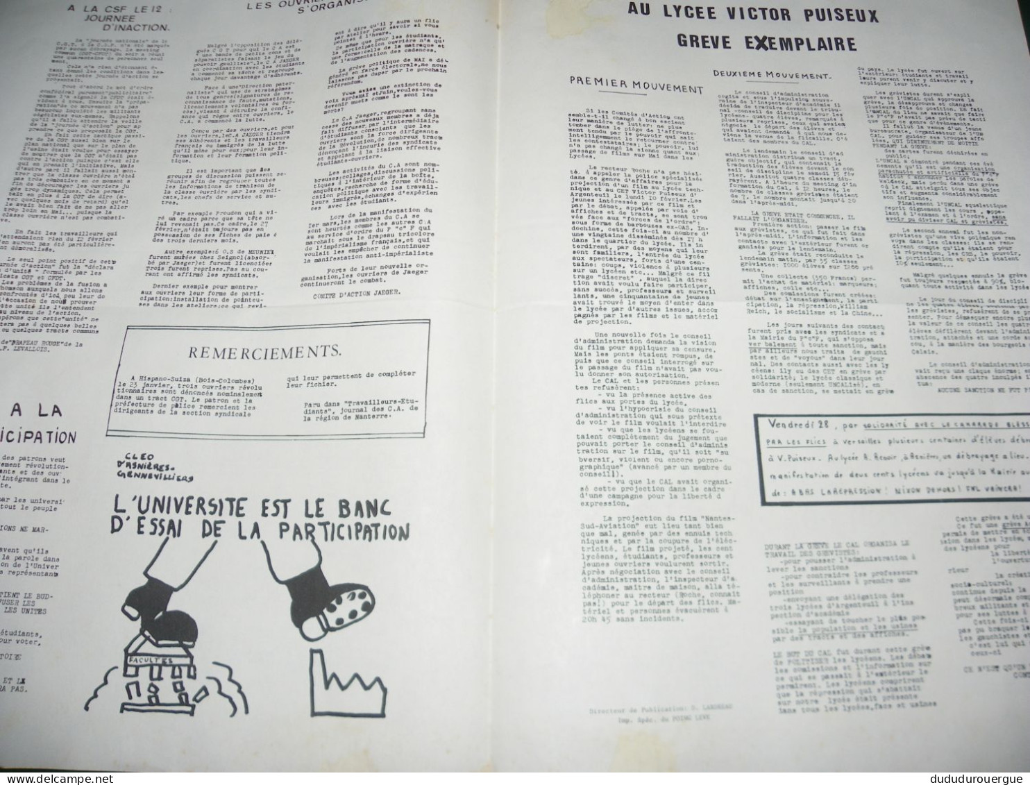 PROPAGANDE 1969 : POING LEVE , JOURNAL DES COMITES D ACTION DE LA BANLIEUE NORD DE PARIS , LE N ° 1 - Politique