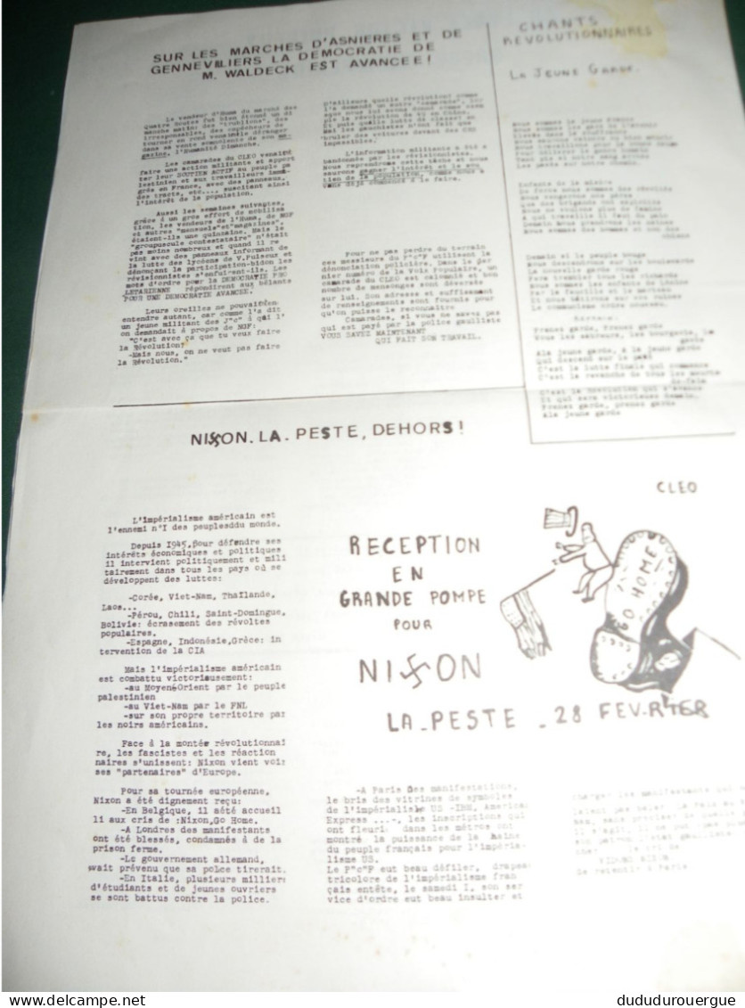 PROPAGANDE 1969 : POING LEVE , JOURNAL DES COMITES D ACTION DE LA BANLIEUE NORD DE PARIS , LE N ° 1 - Politiek