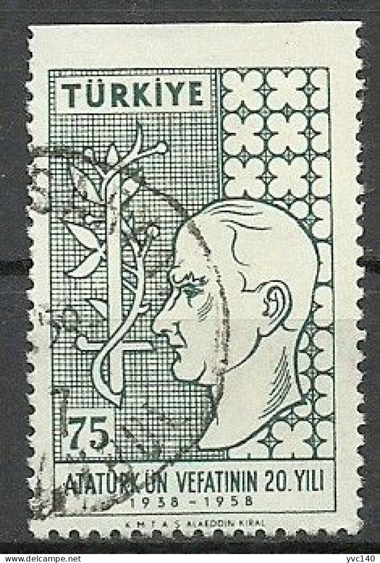 Turkey; 1958 20th Anniv. Of The Death Of Ataturk 75 K. ERROR "Imperf. Edge" - Oblitérés