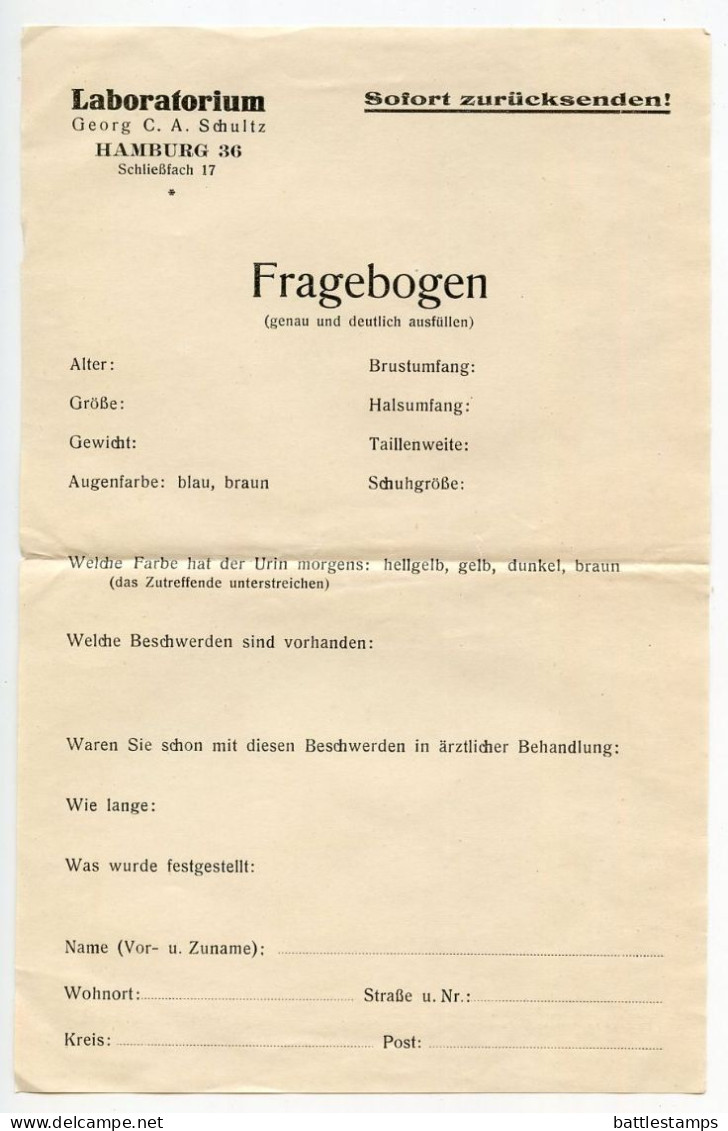 Germany 1928 Cover & Booklet (Die zehn Gebote der ehelichen Moral); Hamburg - Chem. pharm. Laboratorium; 5pf. Schiller