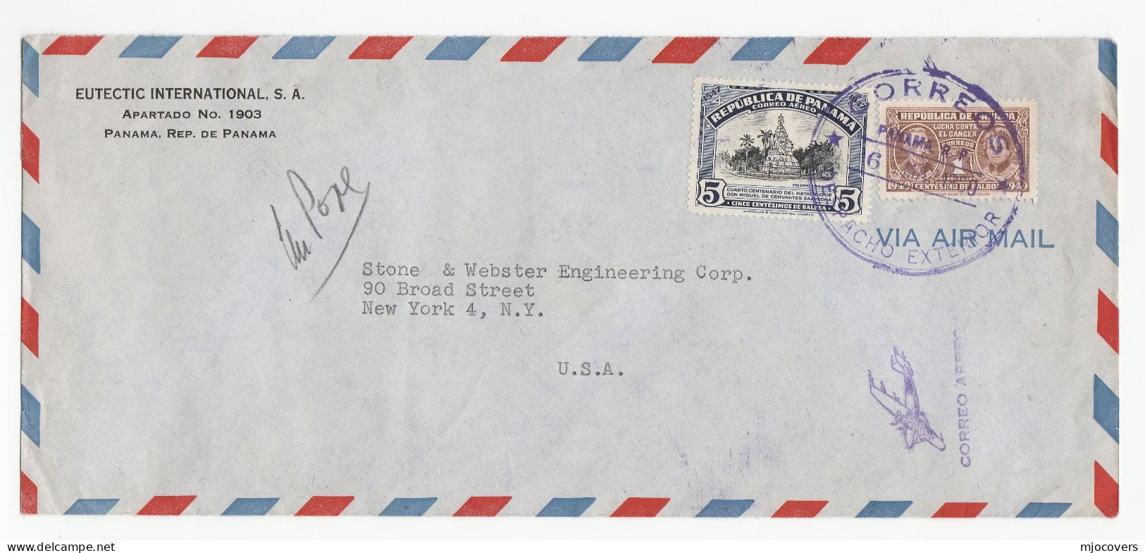 CANCER  - 1950 Panama COVER  Marie CURIE Anti Cancer Stamps Air Mail To USA Chemistry Health Medicine - Maladies