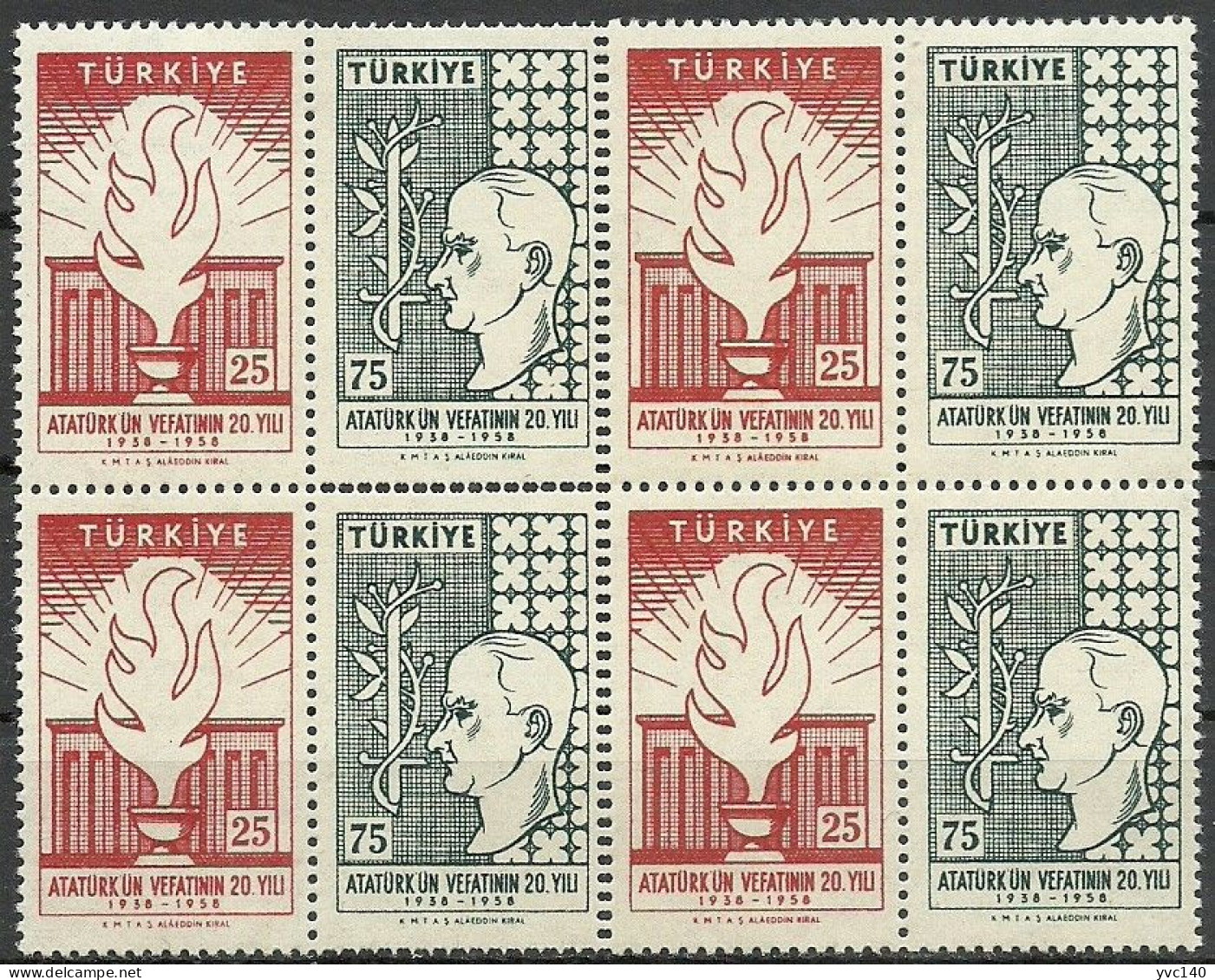 .Turkey; 1958 20th Anniv. Of The Death Of Ataturk ERROR "Double Perf." - Unused Stamps