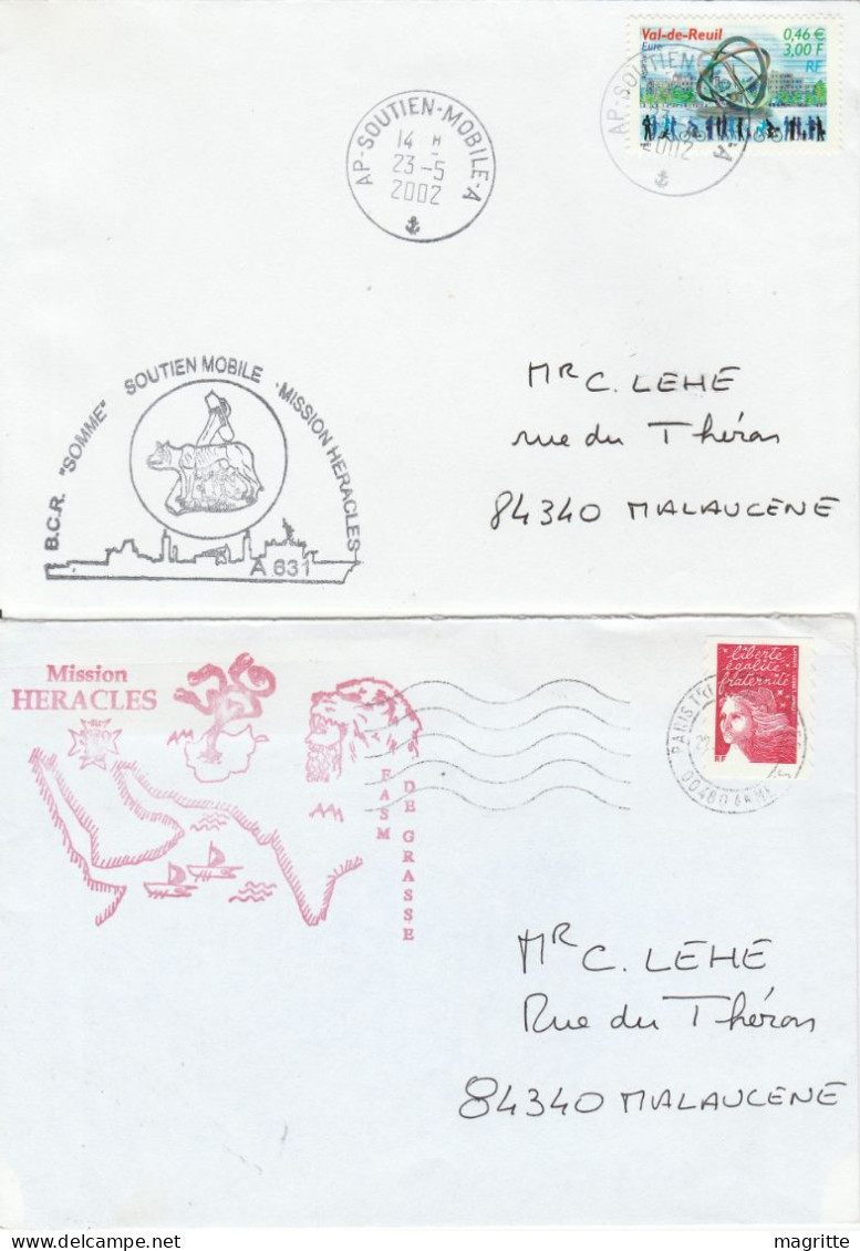 France 2 Enveloppes 2002 Mission Héraclès BCR Meuse Frégatte De Grasse - Scheepspost