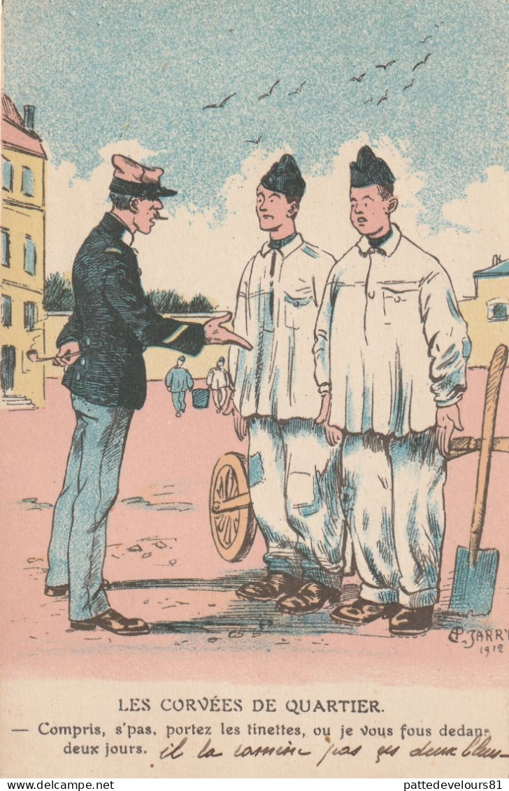 CPA Soldat Militaire Militaria Gradé "les Corvées De Quartier" Humour Illustrateur P. JARRY - Humoristiques