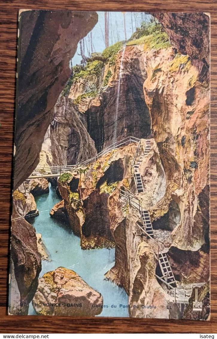 Carte Postale Ancienne Colorisée : Thonon Les Bains - Gorges Du Pont Du Diable - Unclassified