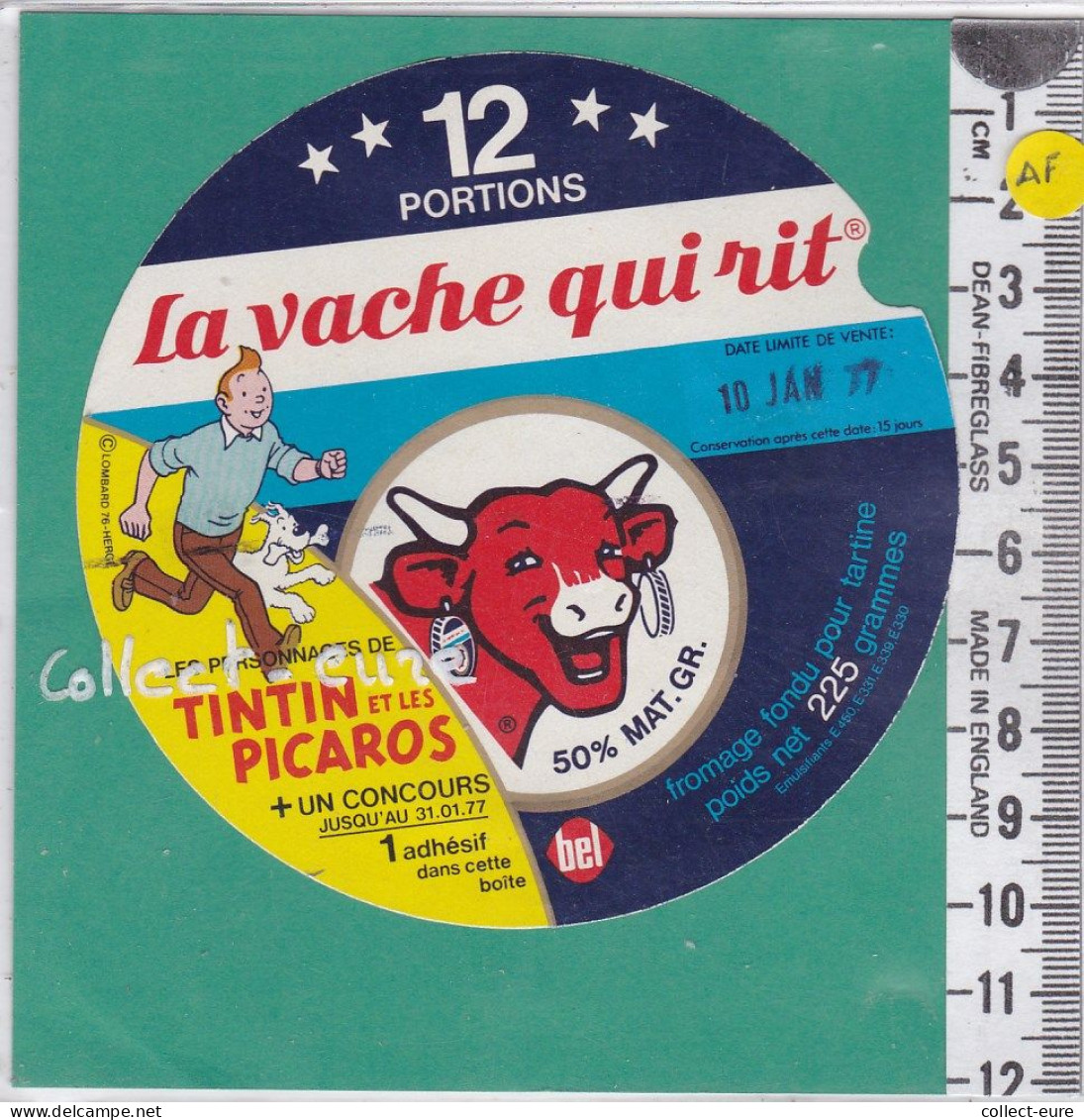 C1271 FROMAGE FONDU VACHE QUI RIT  12 PORTIONS TINTIN MILOU  225 Gr  1977 - Cheese
