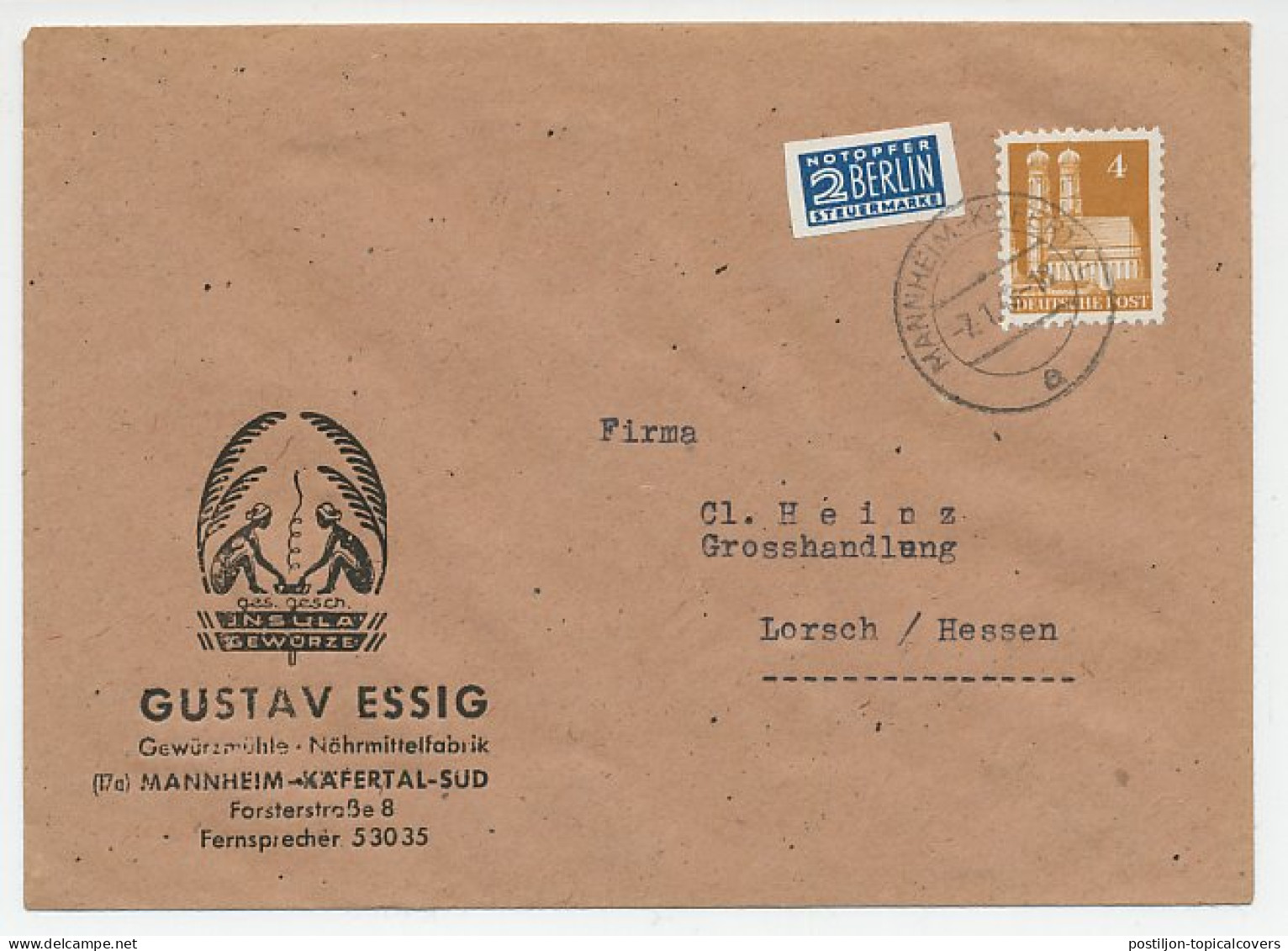 Illustrated Cover Deutsche Post / Germany 1949 Insula - Island - Spices - Indiani D'America