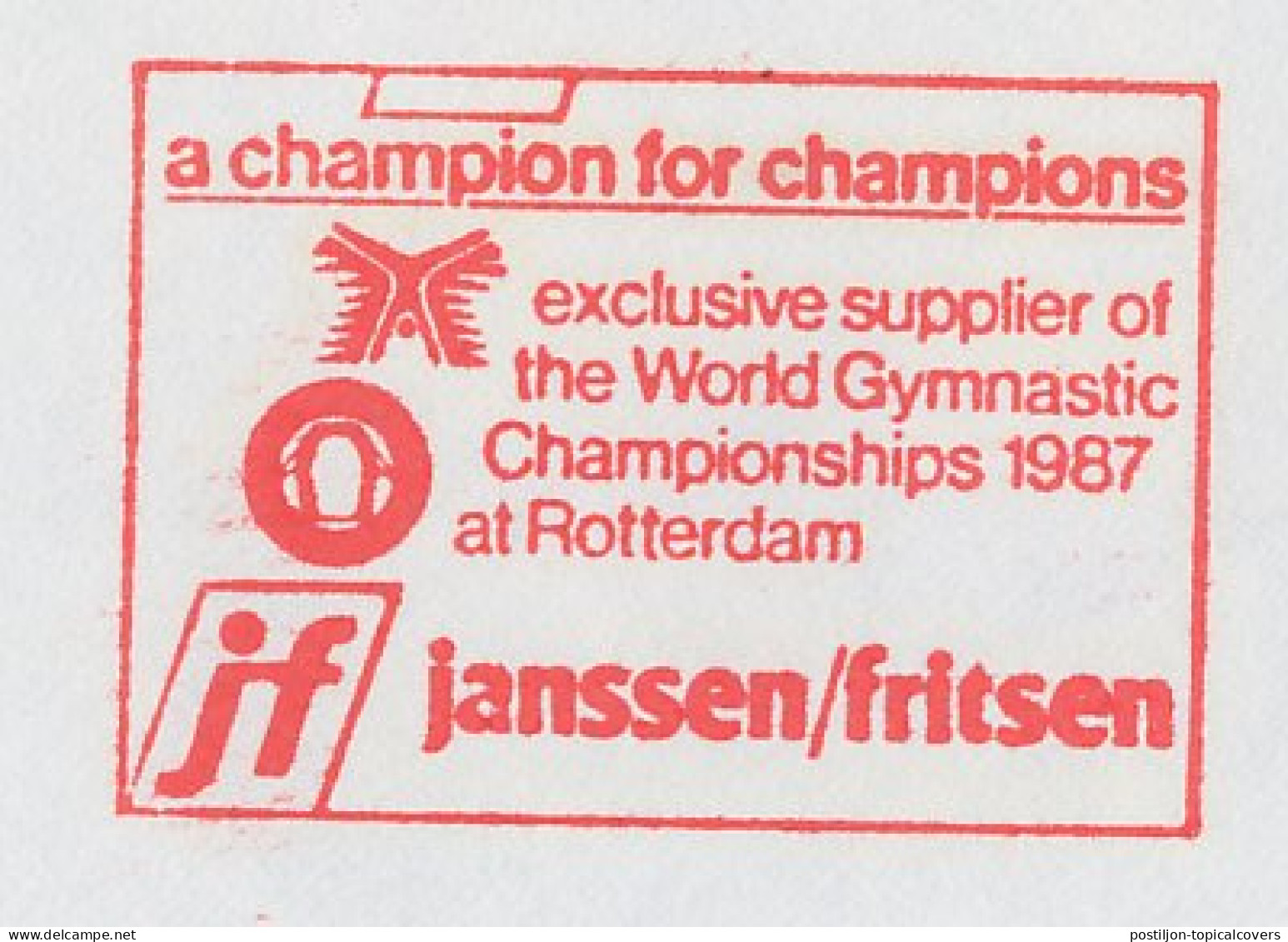 Meter Cover Netherlands 1986 - Francotyp 11395 World Gymnastic Championships 1987 Rotterdam  - Andere & Zonder Classificatie