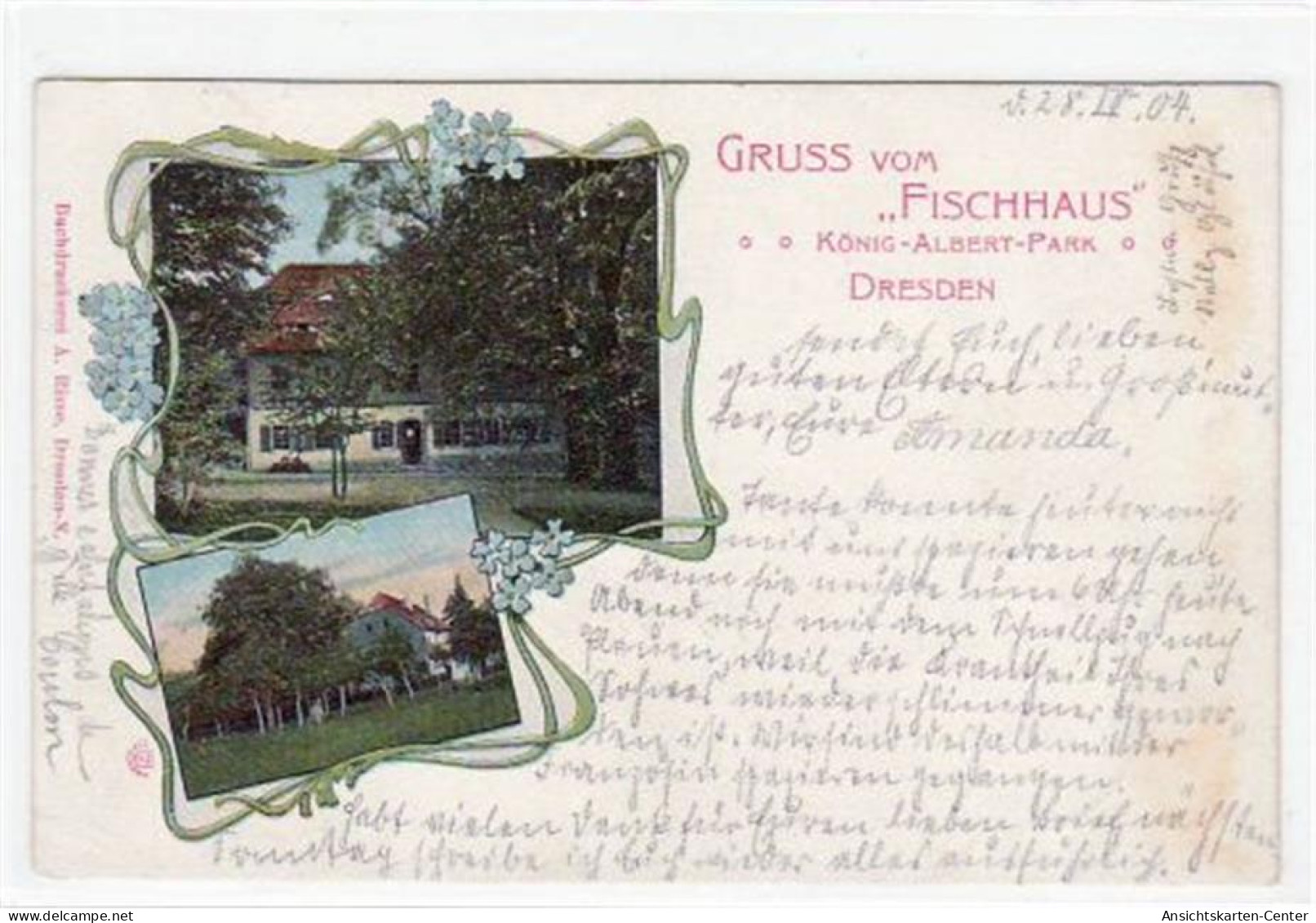 39028507 - Dresden-Neustadt Mit Fischhaus Im Koenig Albert-Park Gelaufen Von 1904 Kleiner Knick Unten Links, Leicht Fle - Dresden