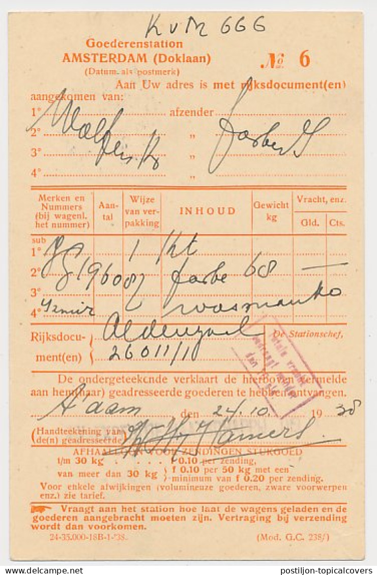Spoorwegbriefkaart G. NS238 F - Locaal Te Amsterdam 1938 - Ganzsachen
