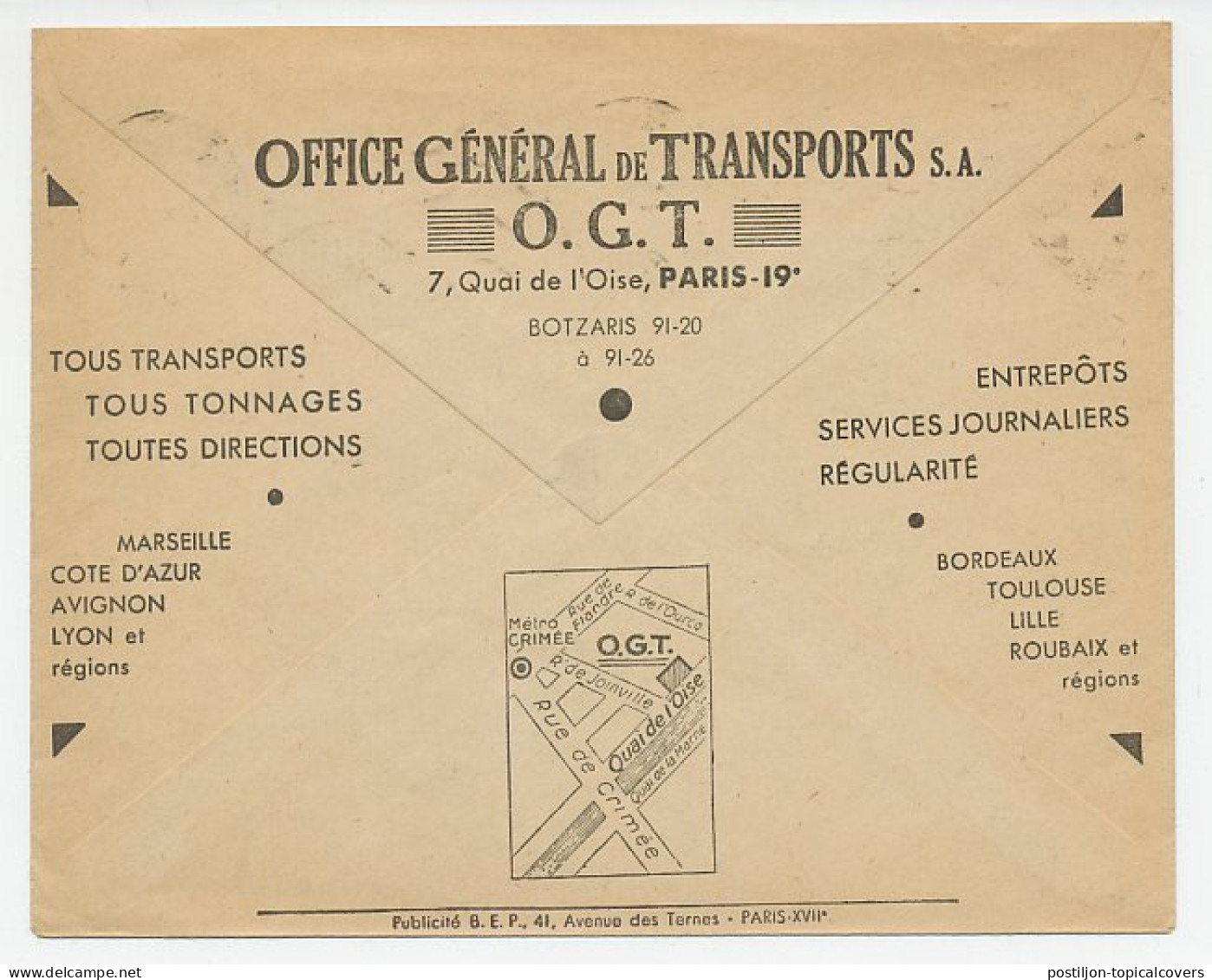 Postal Cheque Cover France 1937 General Transport Office - Sonstige & Ohne Zuordnung