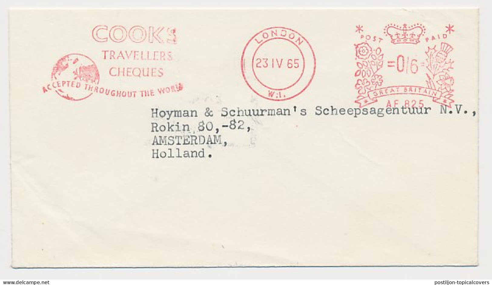 Meter Cover GB / UK 1965 Cook S Travellers Cheques - World - Globe - Non Classificati