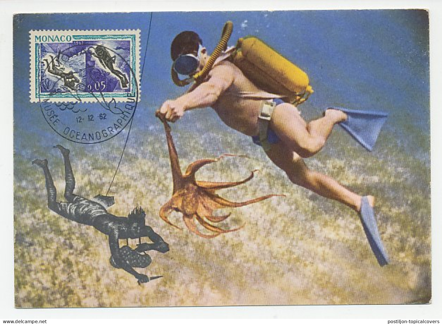 Maximum Card Monaco 1962 Mussel Diver - Scuba Diver - Marine Life