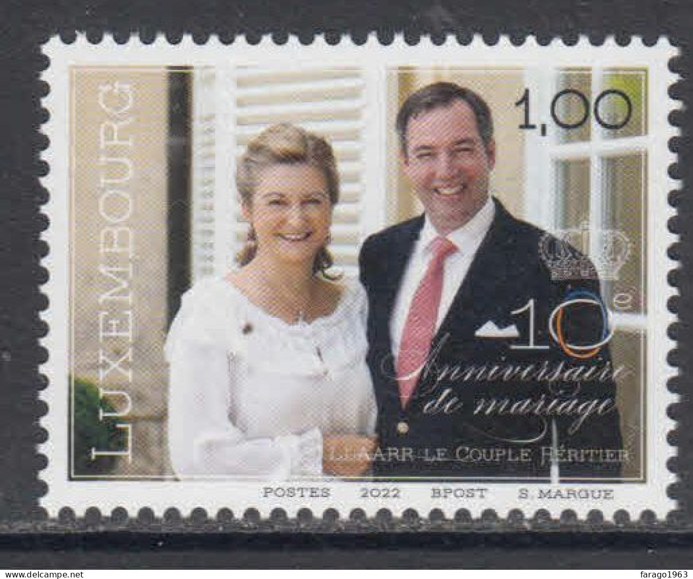 2022 Luxembourg Wedding Anniversary Royalty Complete Set Of 1 MNH  @ BELOW FACE VALUE - Unused Stamps