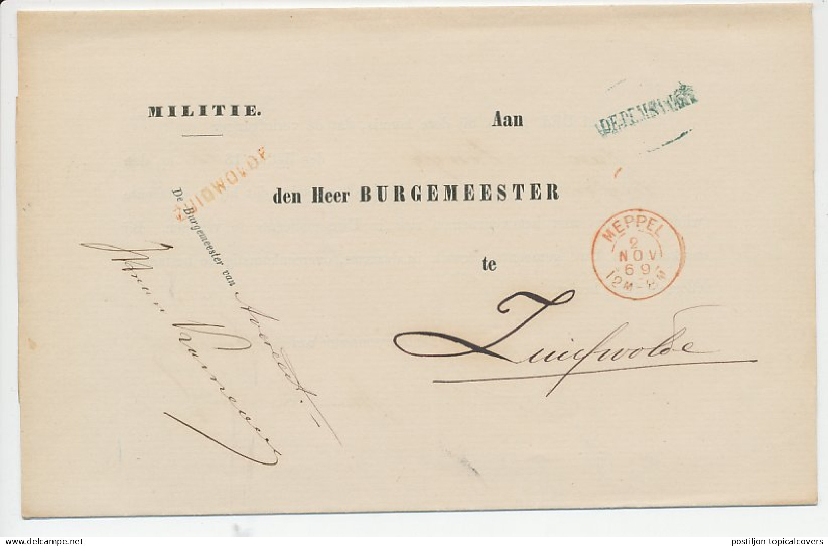 Naamstempel Dedemsvaart 1869 - Distributiestempel - Covers & Documents