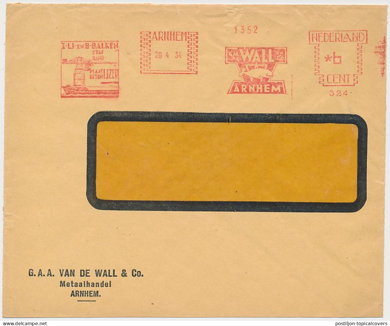 Meter Cover Netherlands 1934 Sheet Iron - Metal Beams - Whale - Other & Unclassified