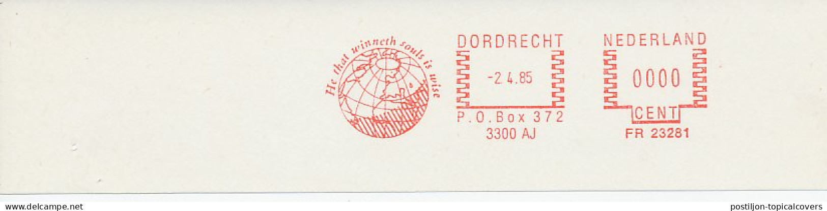 Meter Proof / Test Strip Netherlands 1985 He That Winneth Souls Is Wise - Globe - Autres & Non Classés