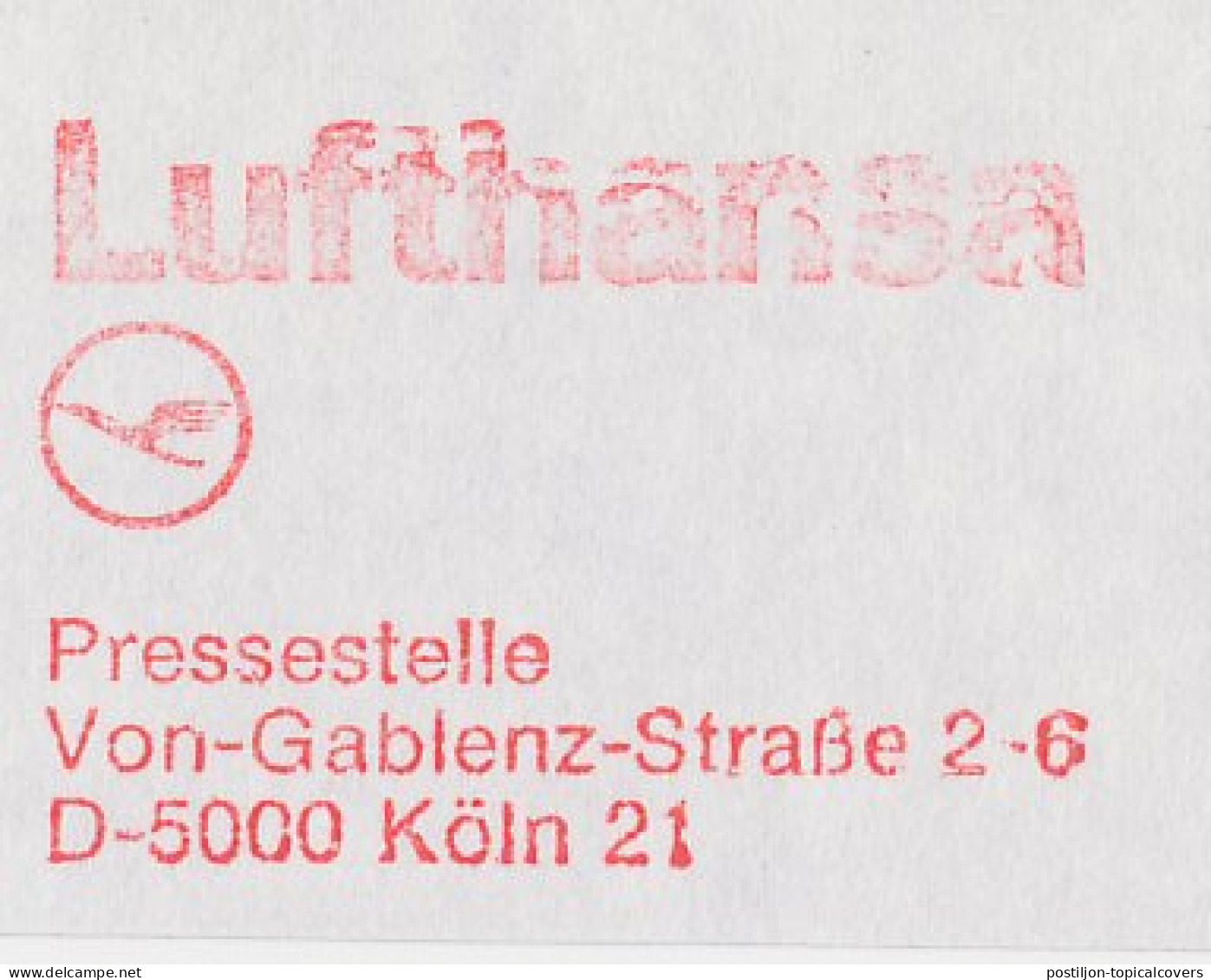 Meter Top Cut Germany 1985 Airline - Lufthansa - Vliegtuigen