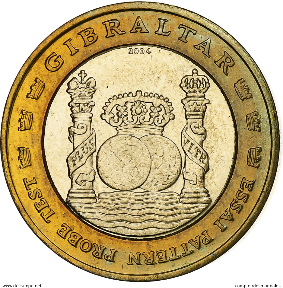 Gibraltar, Euro, Fantasy Euro Patterns, Essai-Trial, BE, 2004, Bimétallique - Privatentwürfe