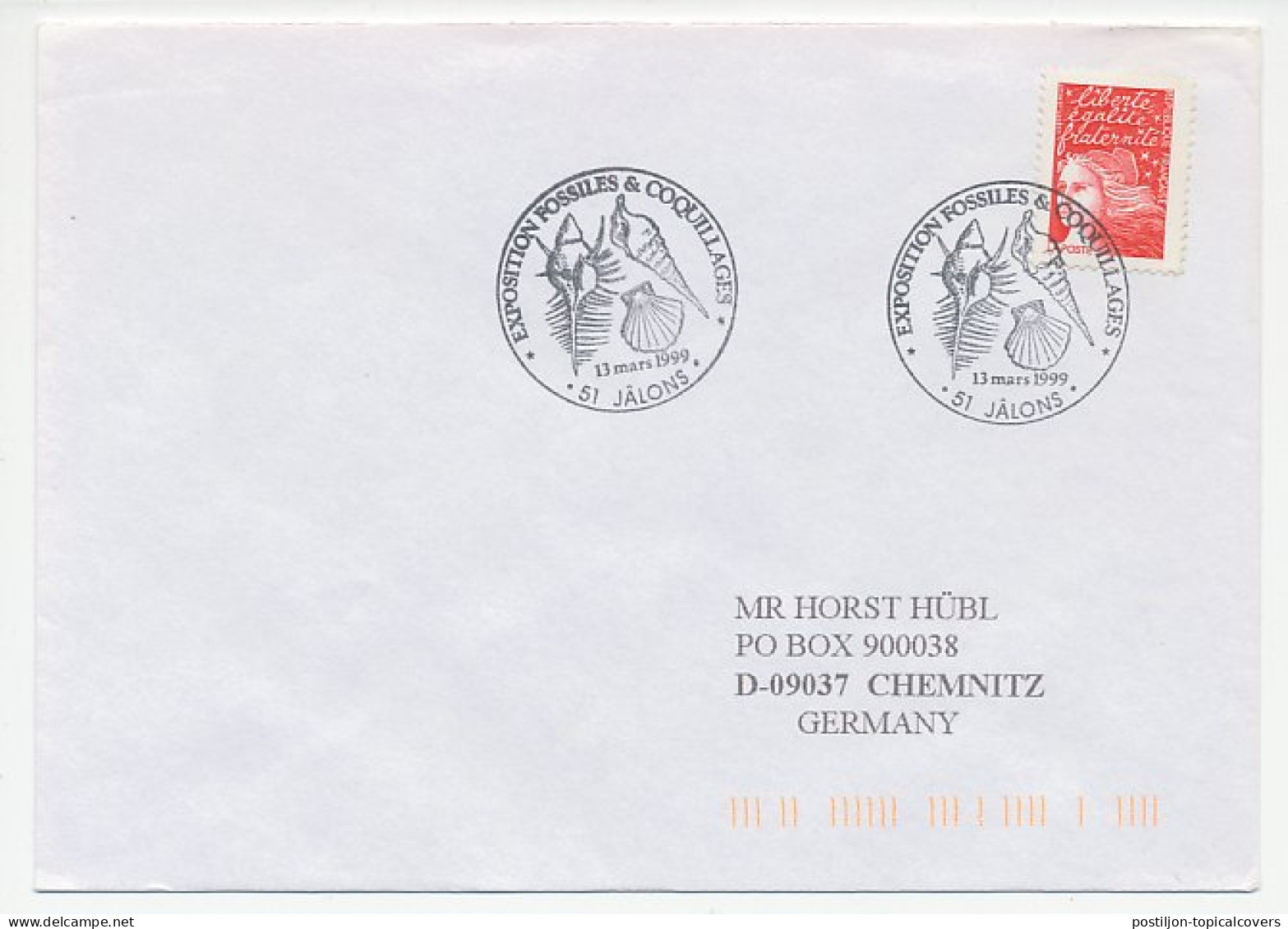 Cover / Postmark France 1999 Shells - Maritiem Leven