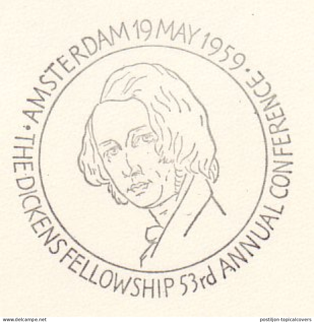 Publicity Card / Postmark Postal Service Netherlands 1959 Charles Dickens - Writer - Schrijvers