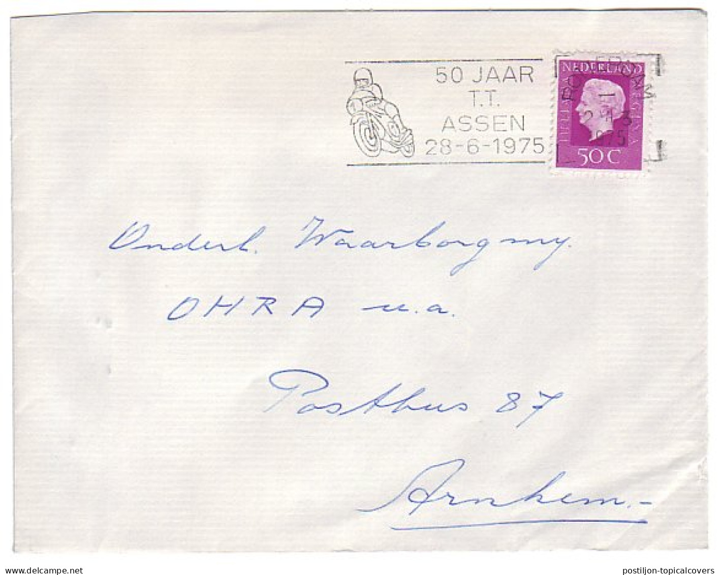 Cover / Postmark Netherlands 1975 Motor Races - 50 Years Dutch TT Assen - Motorbikes