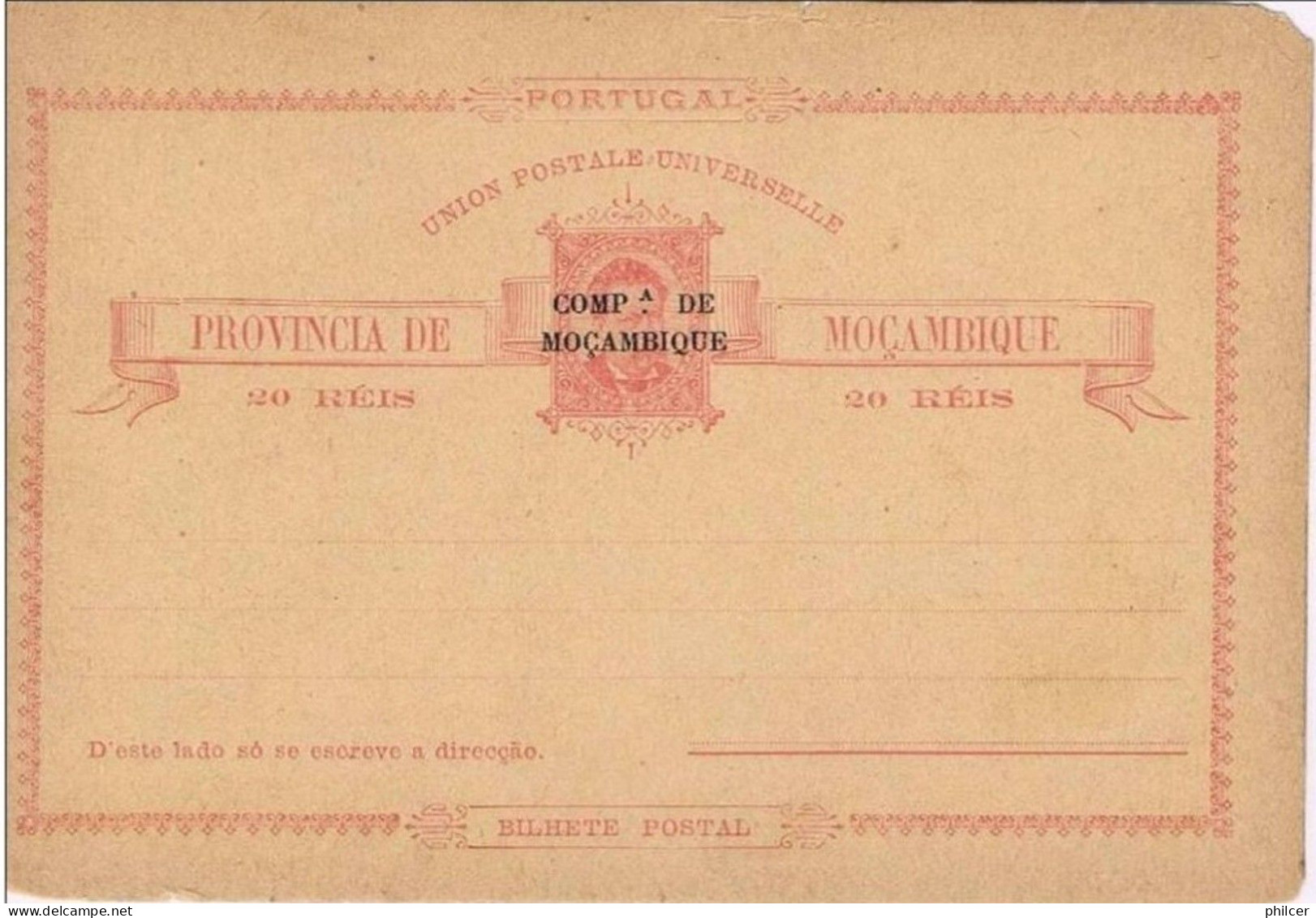 Companhia De Moçambique, Bilhete Postal 20 Reis - Mozambique