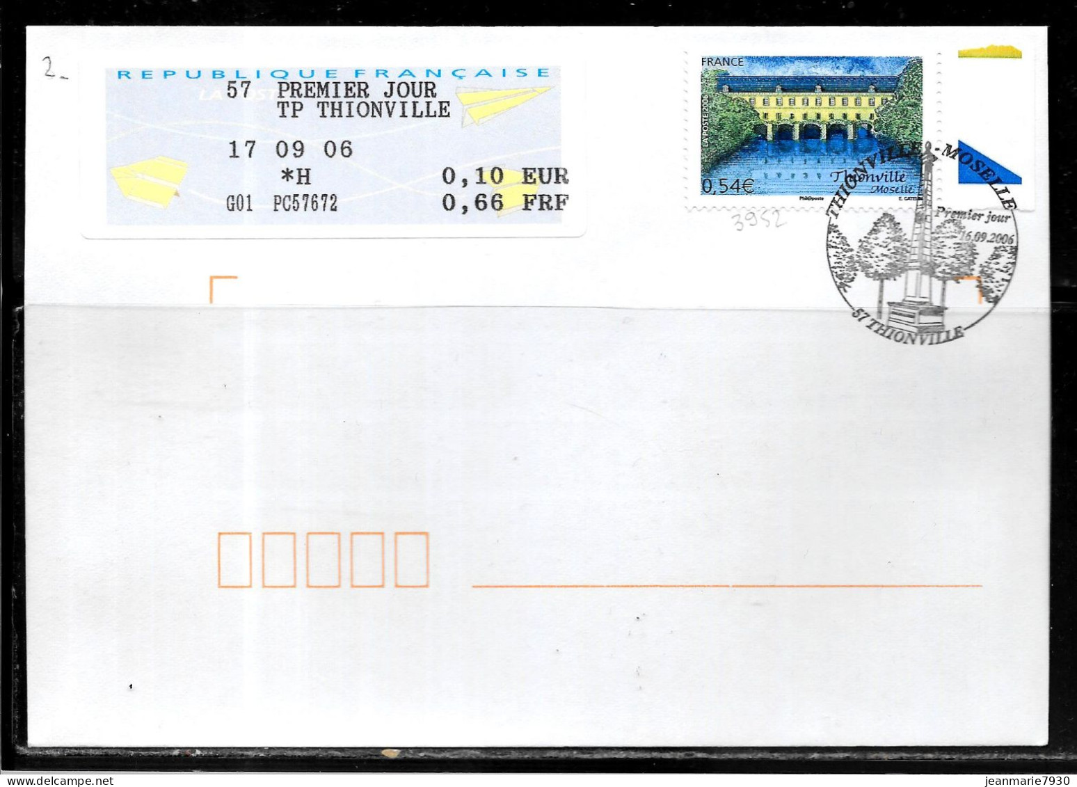 K171 - N° 3952 SUR LETTRE DE THIONVILLE DU 16/09/06 - VIGNETTE D'AFFRANCHISSEMENT DU DIMANCHE 17/09/06 - Commemorative Postmarks
