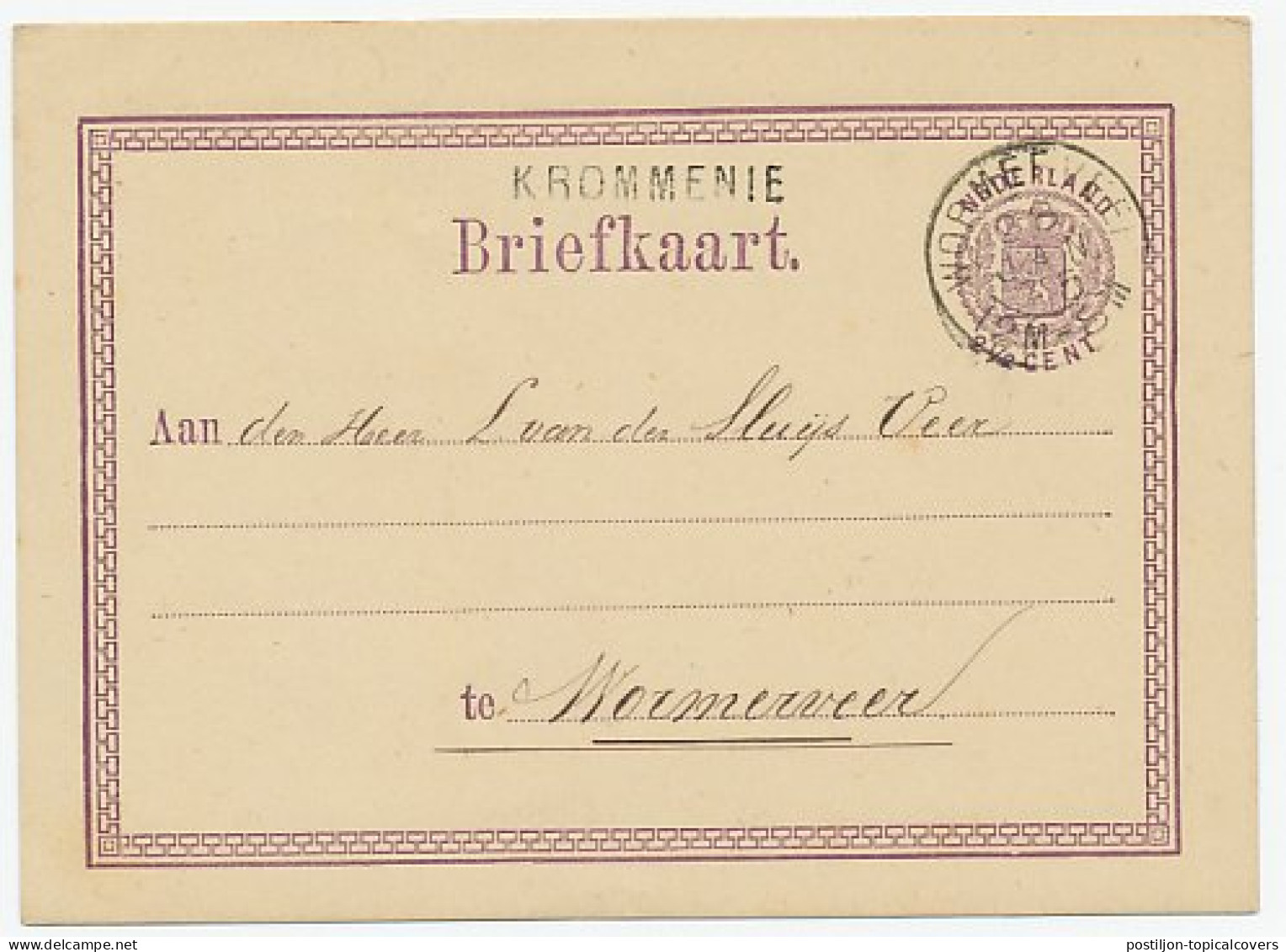 Naamstempel Krommenie 1875 - Brieven En Documenten