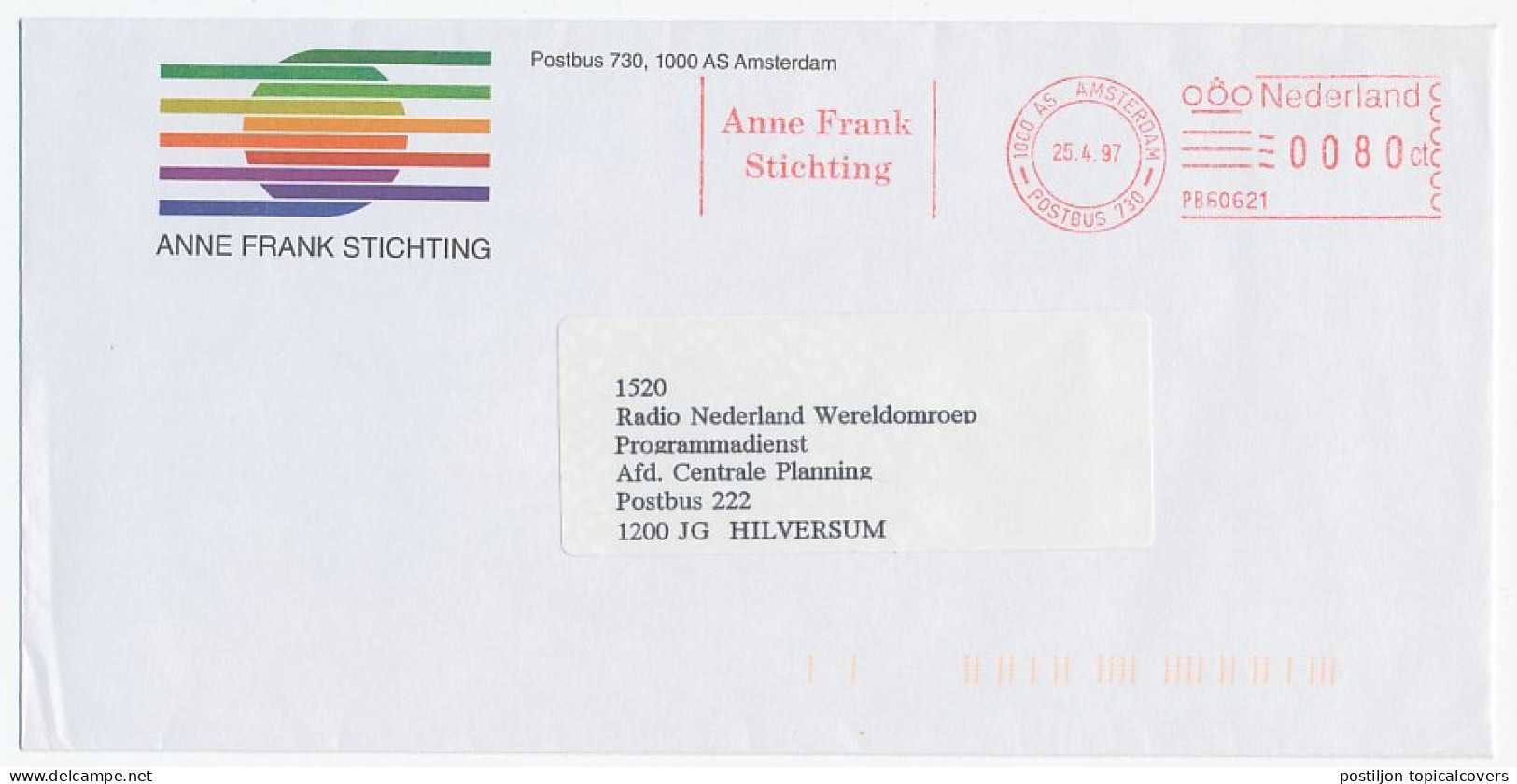 Meter Cover Netherlands 1997 Anne Frank Foundation - Unclassified