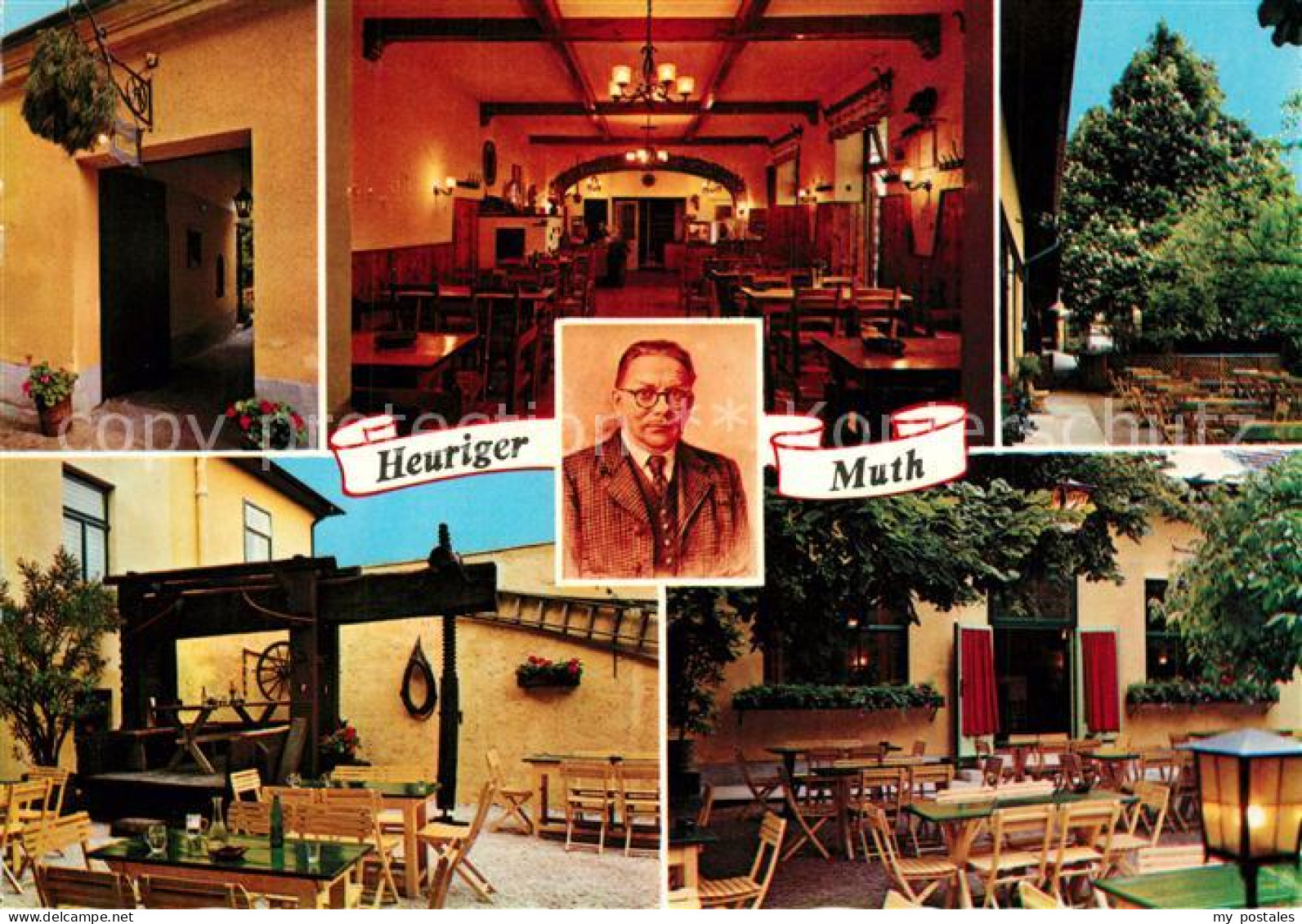73219501 Wien Buschenschank Hans Mut Restaurant Terrasse Portrait Wien - Autres & Non Classés