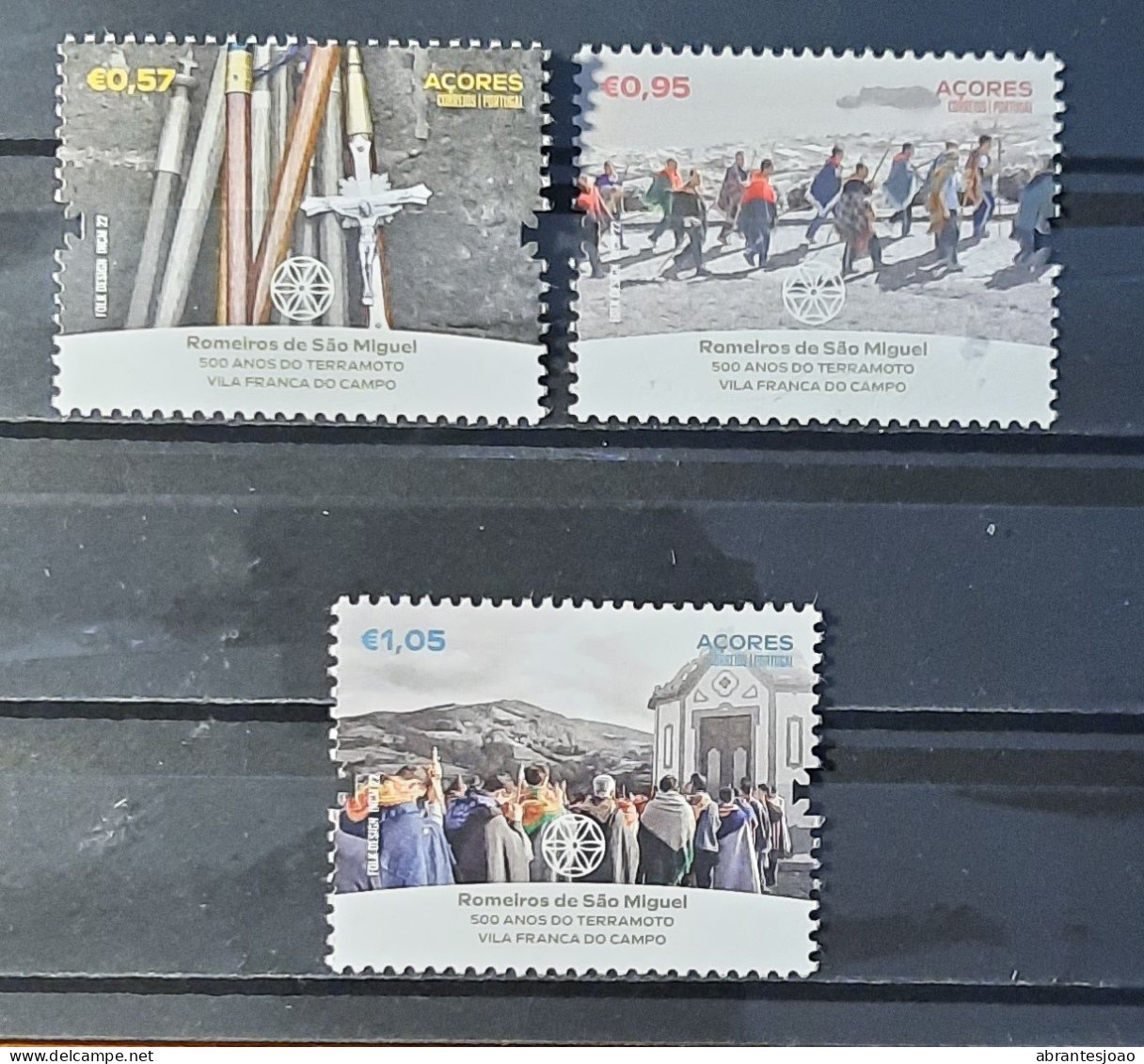 2022 - Portugal - MNH - Pilgrims Of São Miguel, Azores-500 Years Vila Franca Do Campo Earthquake - 3 Stamps + Block 1 St - Neufs