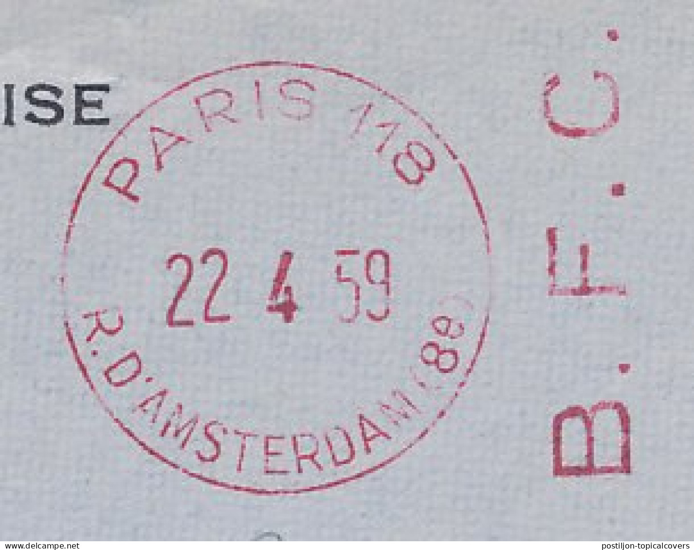 Meter Cover France 1959 Amsterdam - Bank - Geography