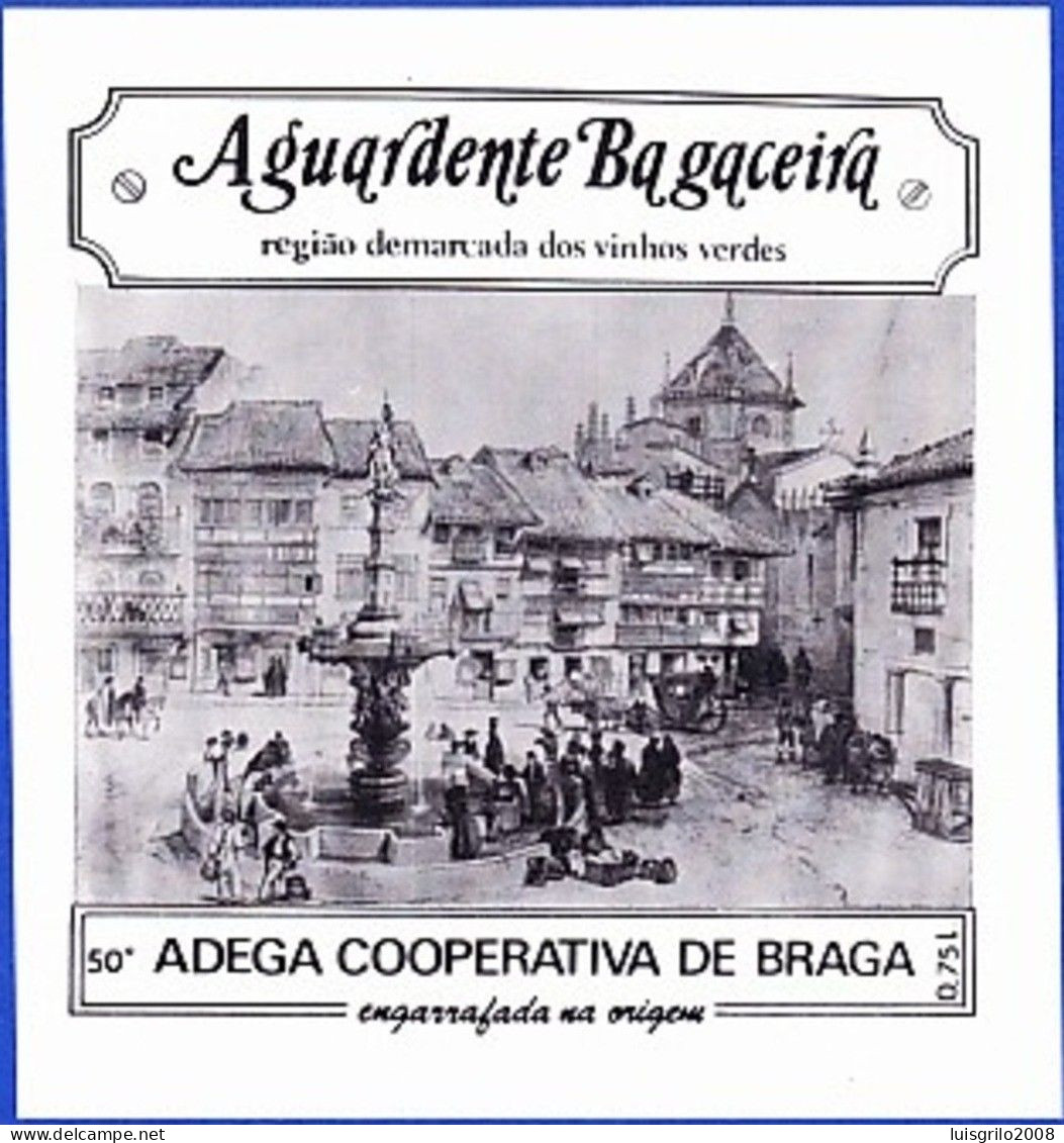 Brandy Label, Portugal - AGUARDENTE BAGACEIRA. Região Demarcada Vinho Verde -|- Adega Cooperativa De Braga - Alcoholes Y Licores
