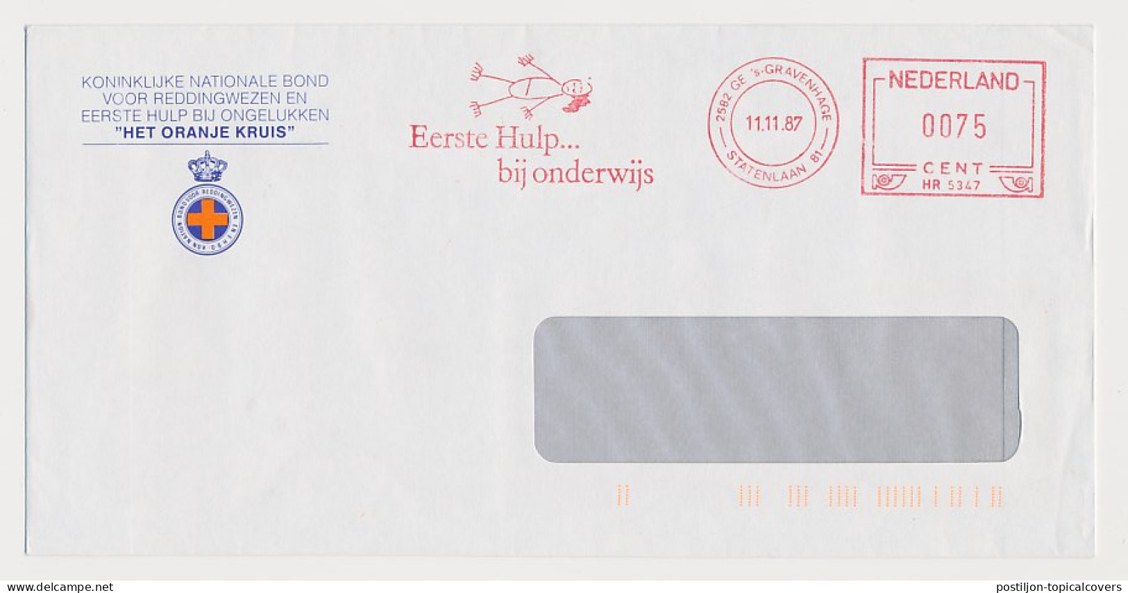 Meter Cover Netherlands 1987 First Aid... In Education - The Hague - Autres & Non Classés
