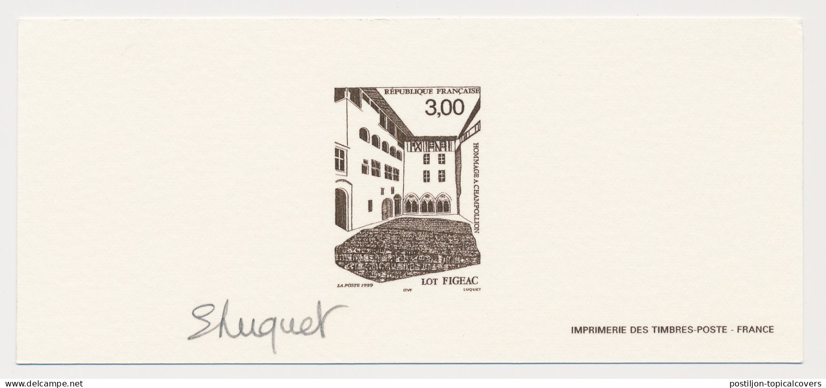 France 1999 - Epreuve / Proof Signed By Engraver Saint-Sauveur Abbey - Church Of Figeac - Kerken En Kathedralen